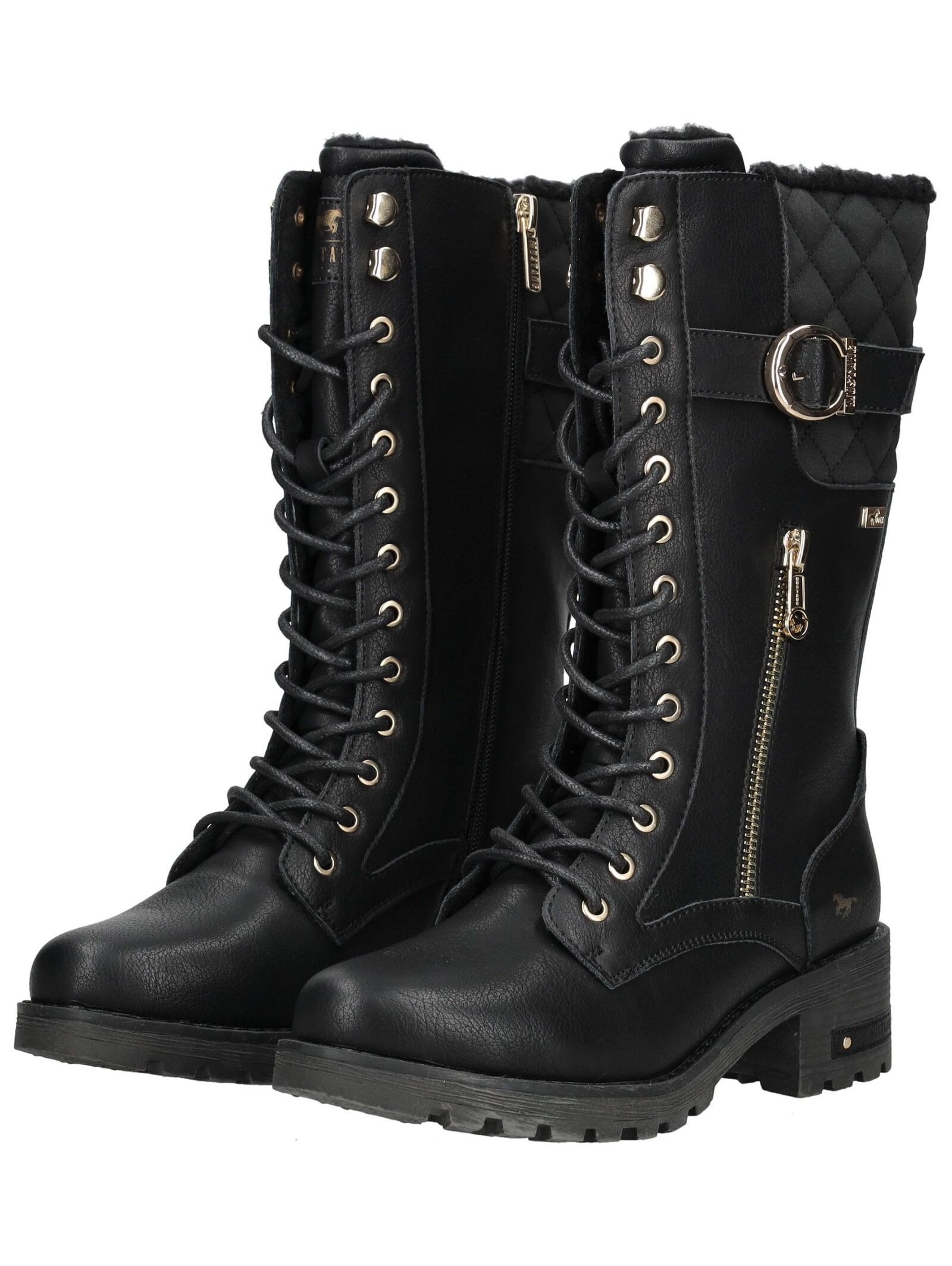 Schnürstiefel MUSTANG SHOES "Mustang Shoes Stiefel Lederimitat", Damen, Gr. 40, schwarz, Lederimitat, Schuhe Schnürstiefel 3