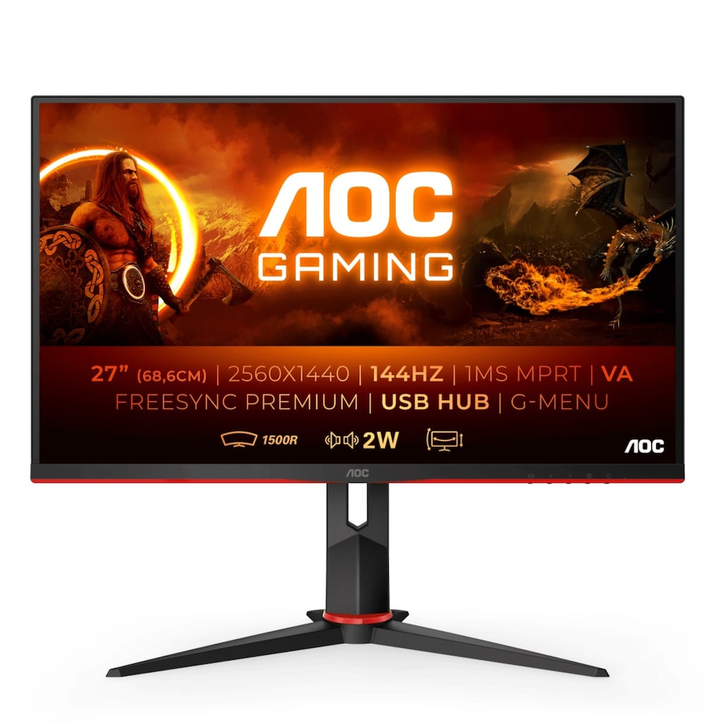 AOC Gaming-Monitor »CQ27G2U/BK«, 69 cm/27 Zoll, 2560 x 1440 px, QHD, 1 ms Reaktionszeit, 144 Hz