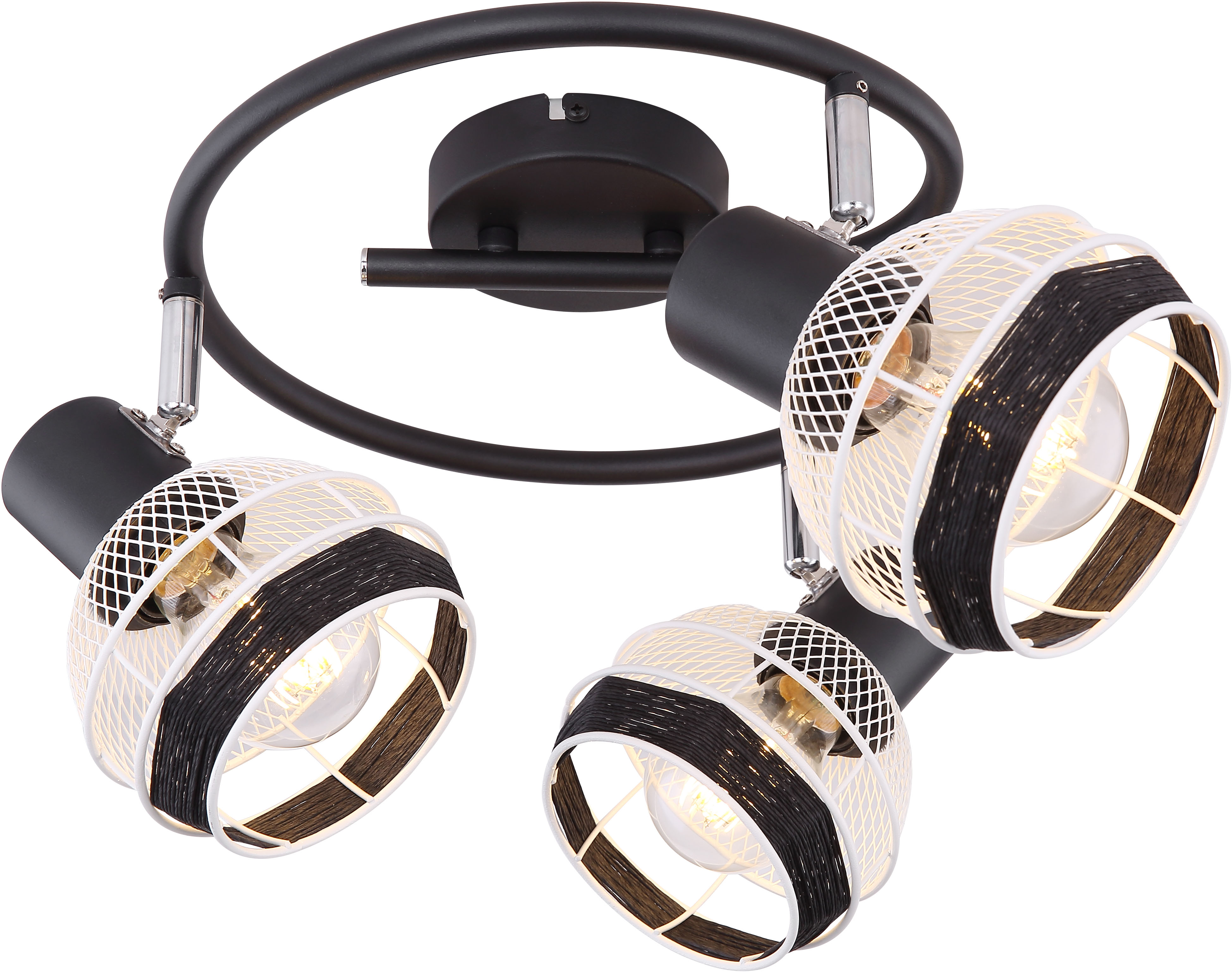 GLOBO LIGHTING Deckenstrahler "GRIDDY", 1 Stk.schwarz, Leuchten, Deckenstrahler/schwarz-weiß/Hanf schwarz/Flur/Wohnzimmer