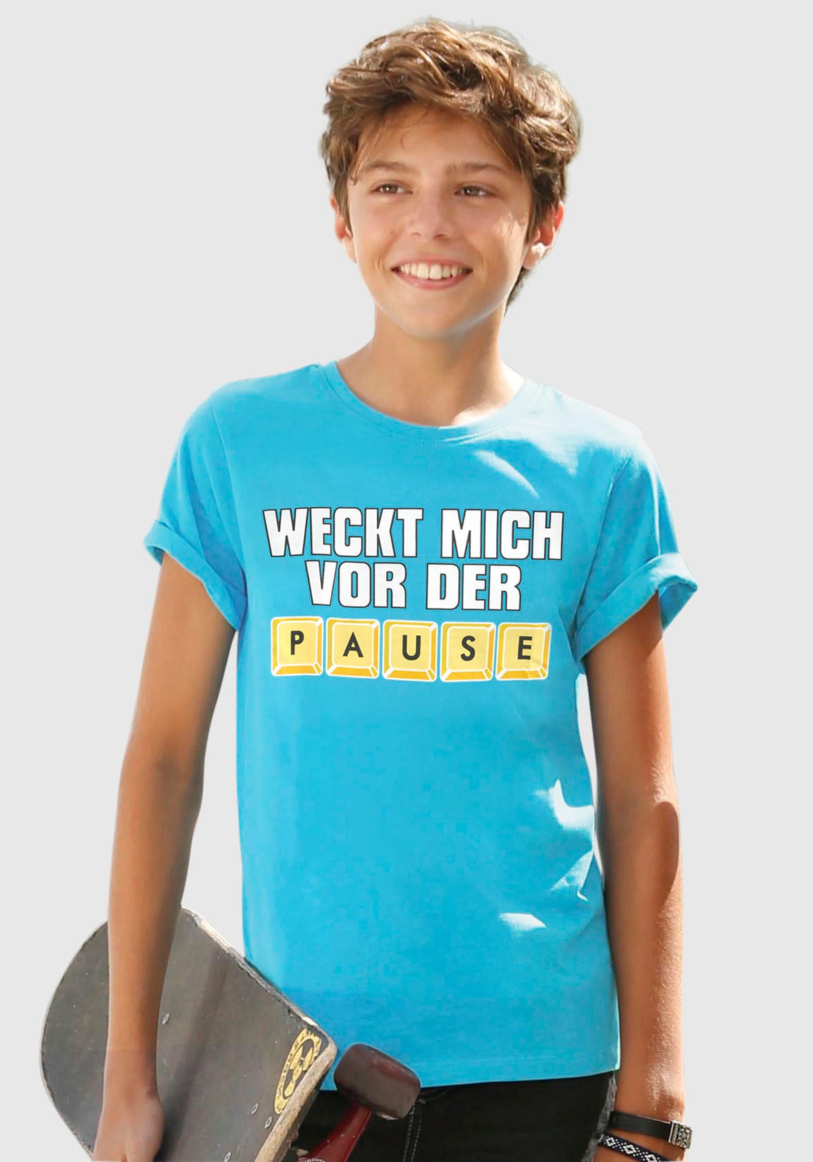 bestellen MICH KIDSWORLD Spruch DER T-Shirt BAUR VOR »WECK | PAUSE«, online