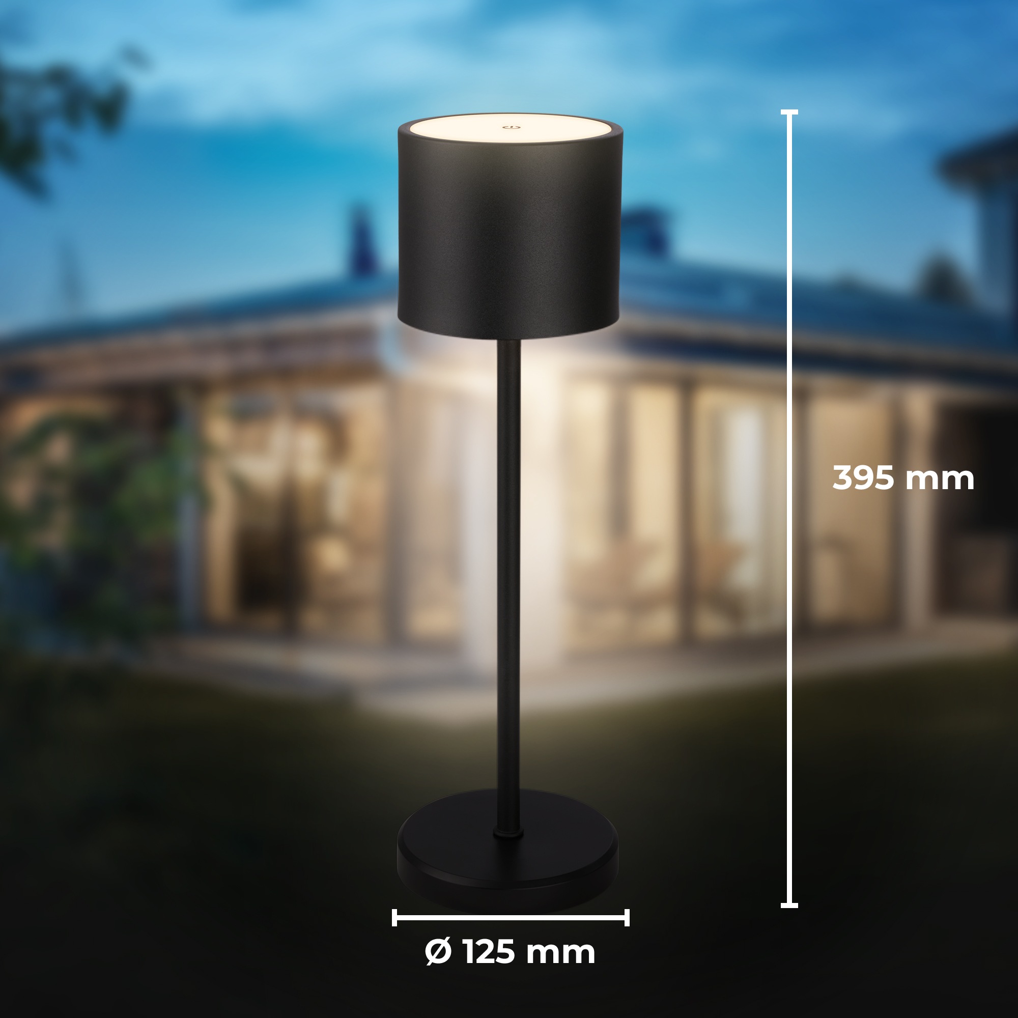 B.K.Licht Außen-Tischleuchte »BK_TL1608 Akku Tischlampe mit Ladestation, 3-Stufen Touchdimmer, IP44«, 1 flammig, Leuchtmittel LED-Modul | LED fest integriert, 3.000 K, 230 Lm, 2,5W, Akku wechselbar, max. 12h Leuchtdauer, Weiß