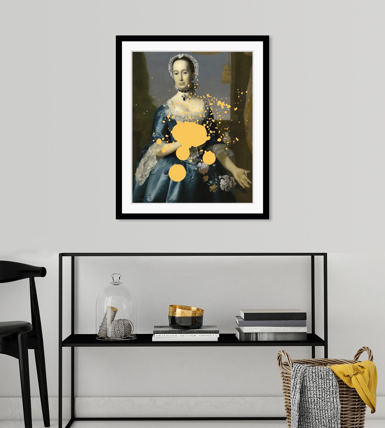 queence Bild »Linda mit Farbklecks«, Frau-Historische Persönlichkeiten-Bilder von Frauen-Kunst-Gemälde, HD Premium Poster-Druck inkl. Holzrahmen
