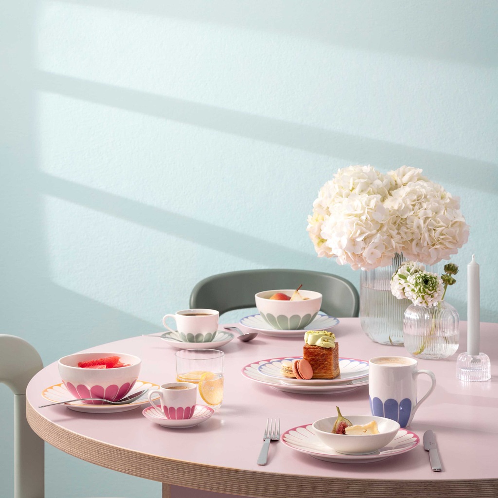 Speiseteller VILLEROY & BOCH "Speiseteller-Set Fleur Couleur ø 26,6 cm 4er Set bunt", bunt, L:26,6cm, Speiseteller, Speiseteller 3