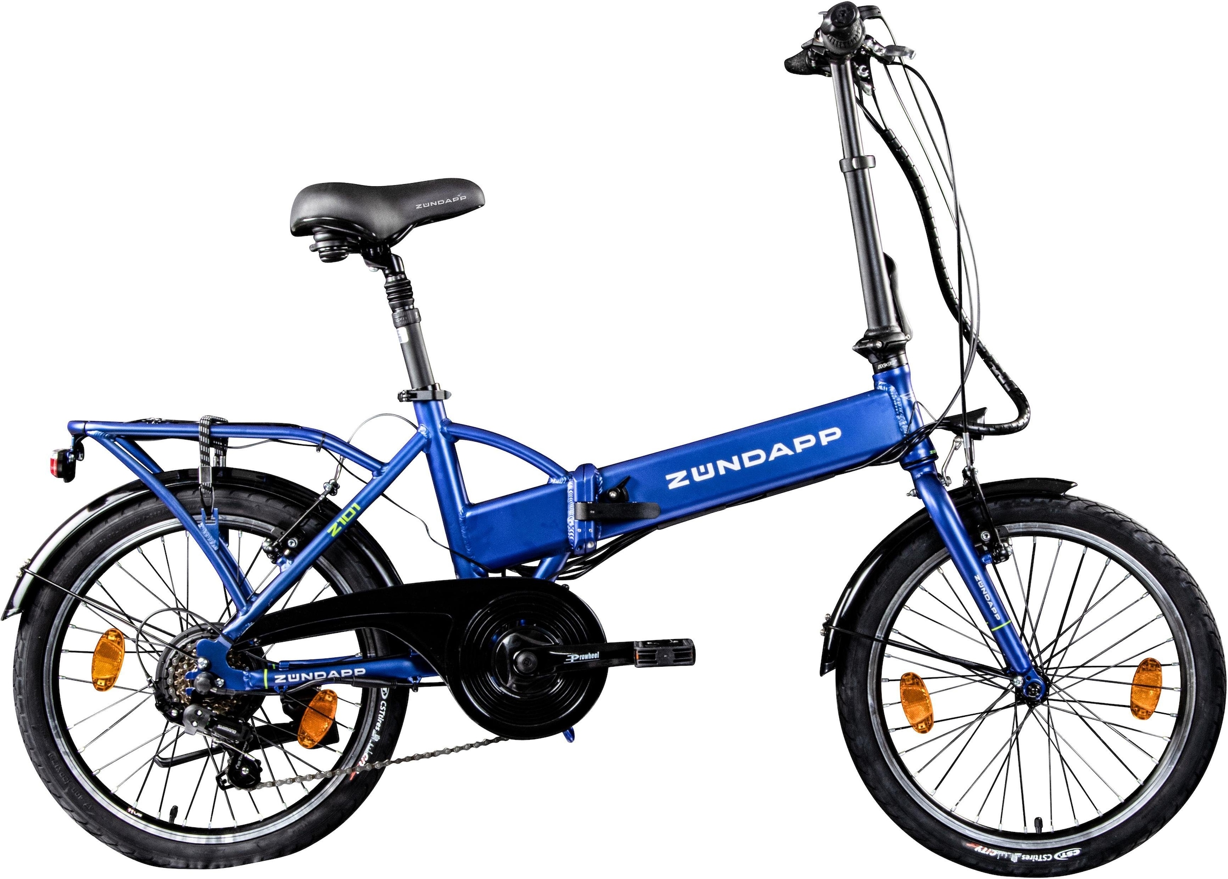 ZÜNDAPP E-Bike "Z101", 37cm, 20 Zoll (50,80cm), blau, Elektrofahrräder, Pedelec, Elektrofahrrad für Damen u. Herren