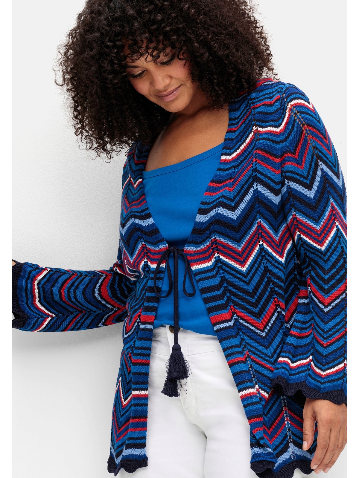Sheego Strickjacke »Große Größen«, im Zickzackmuster