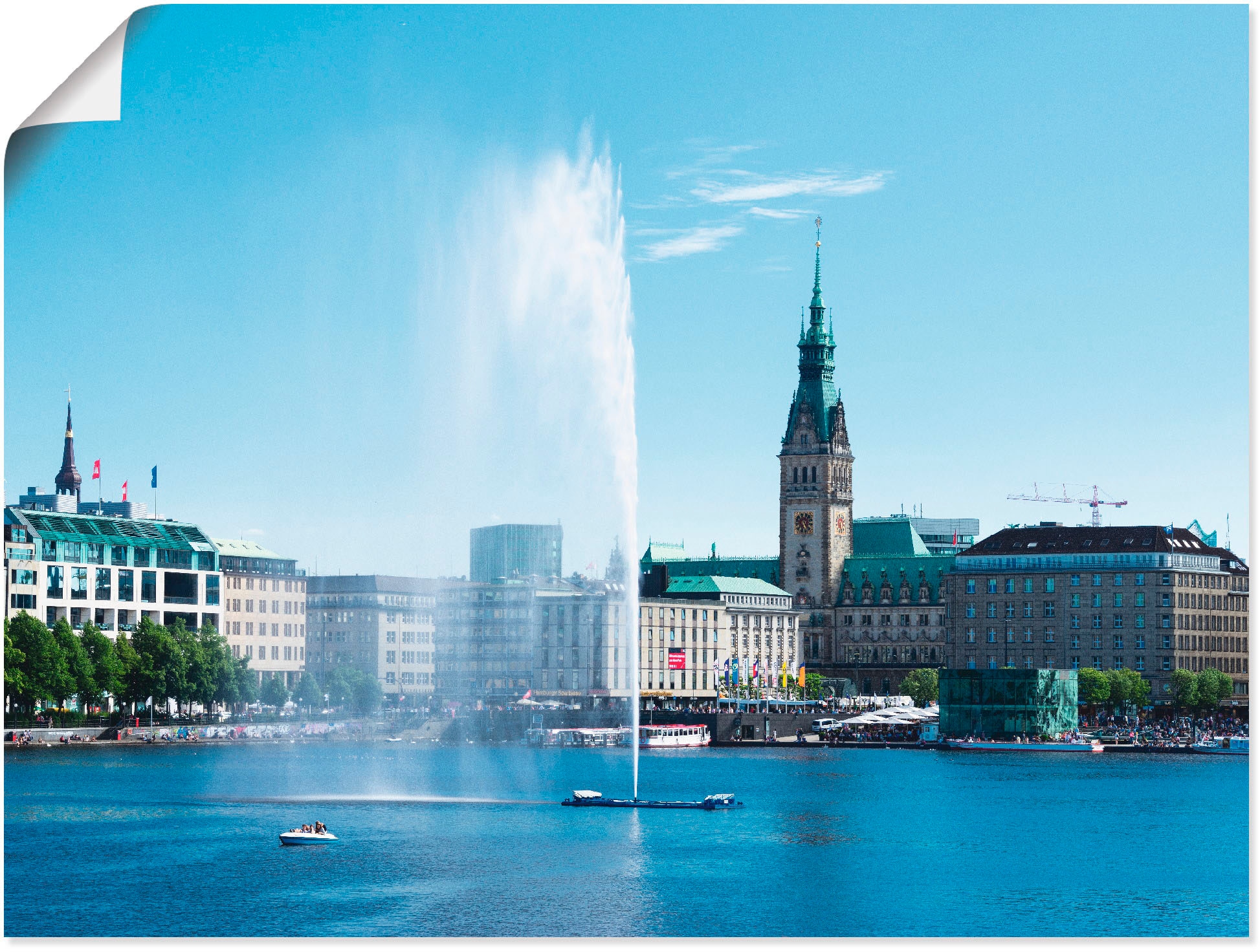 Artland Poster "Hamburg Alsterfontäne mit Rathaus", Deutschland, (1 St.), als Alubild, Leinwandbild, Wandaufkleber oder 