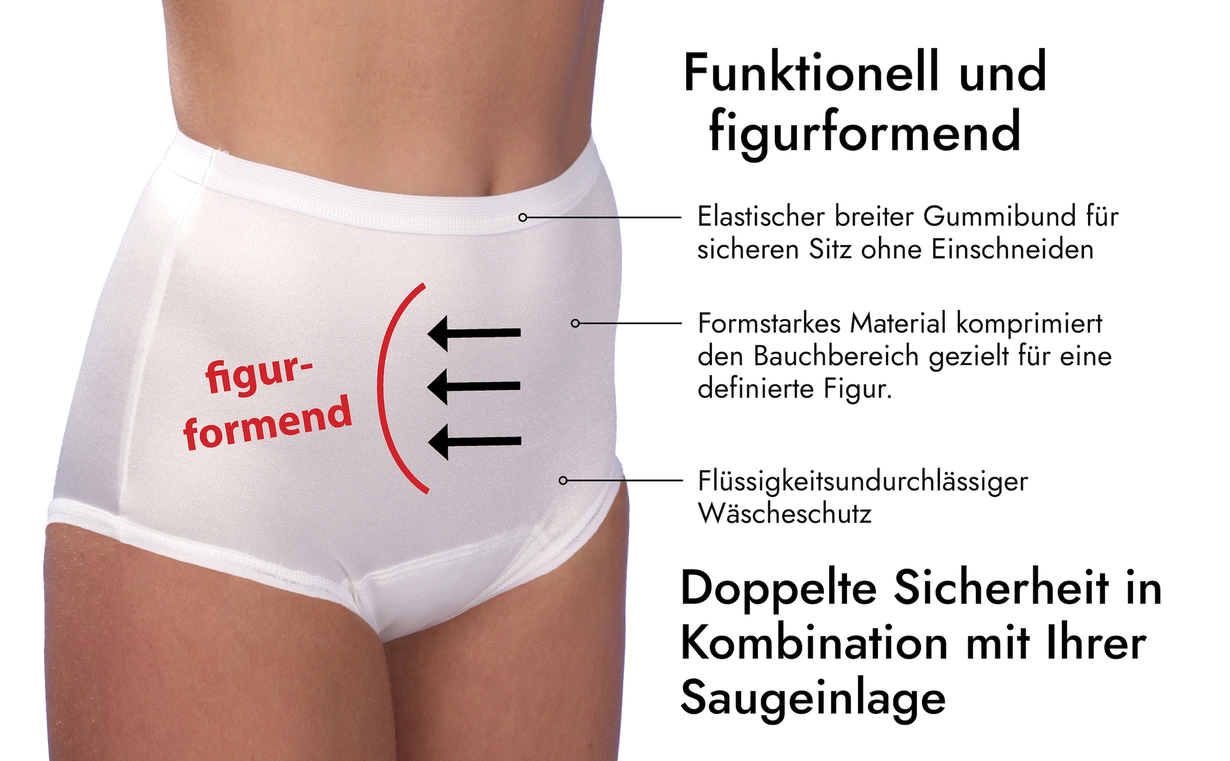 Hydas Inkontinenzslip »mit Shaping-Effekt - figurformend, trägt sich wie gewohnte Unterwäsche« Sicherer Halt durch breites Gummiband, hautfreundlich & hygienisch