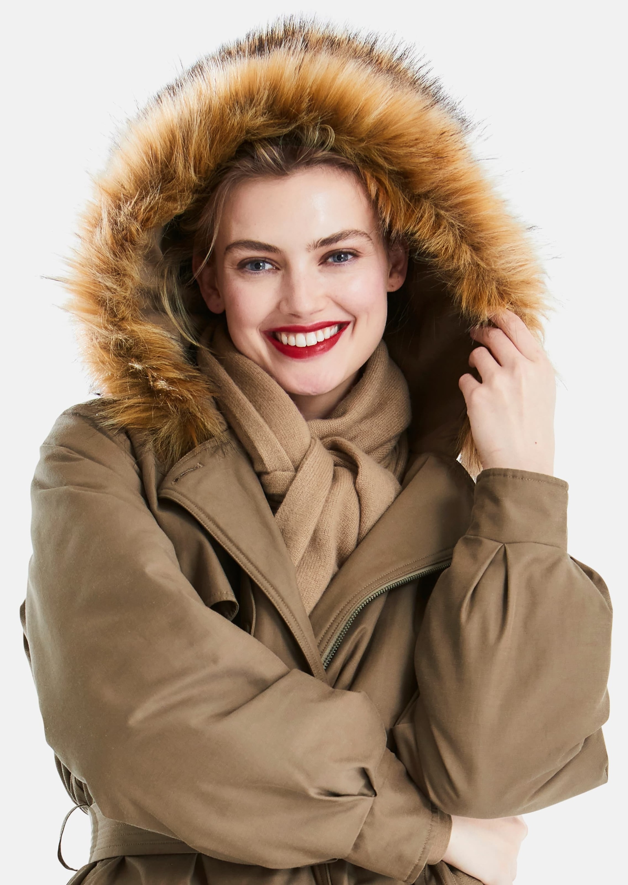 MADELEINE Trenchcoat »Parka Parka mit Kapuze und abnehmbarem Fake-Fur«