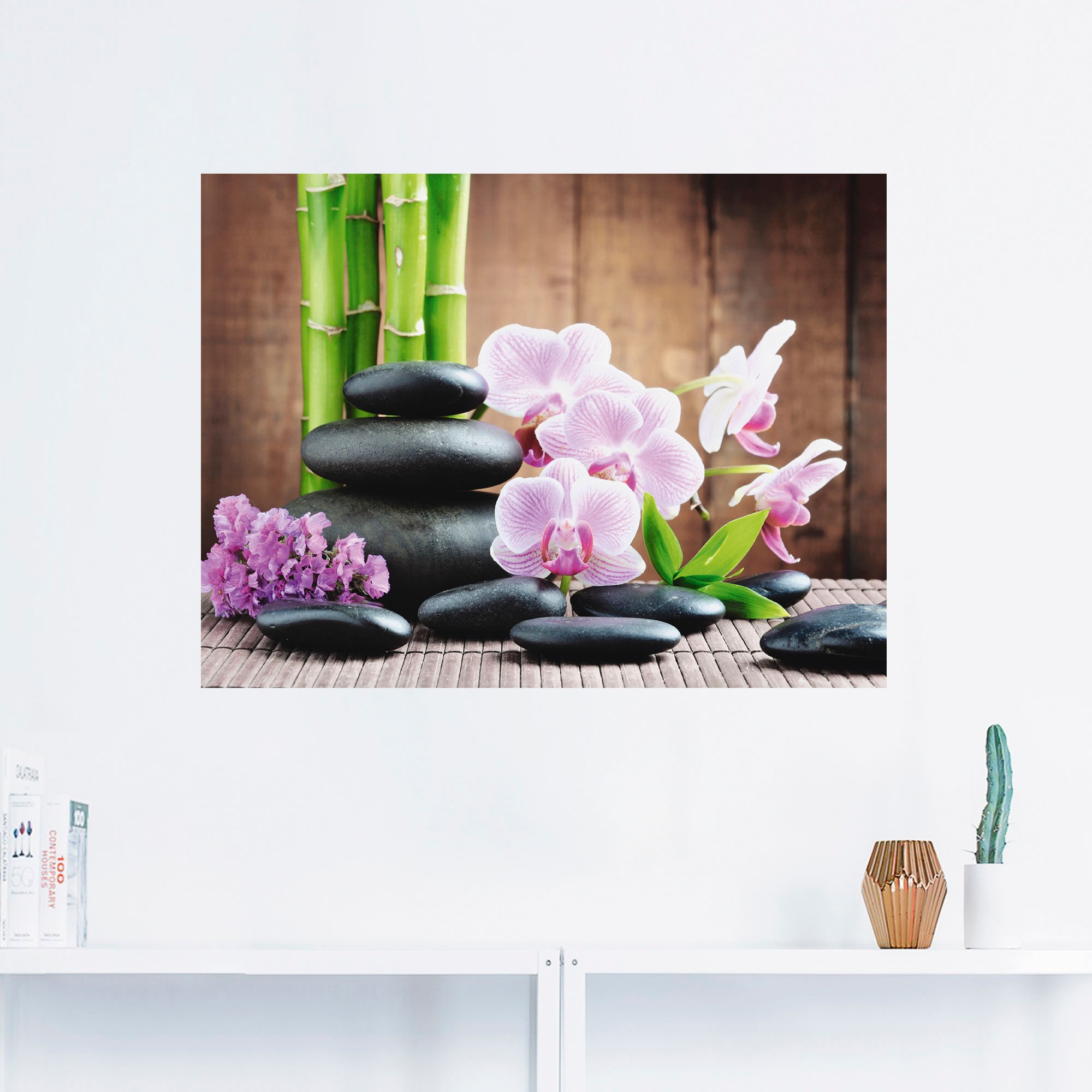 Artland Wandbild »Spa Konzept Zen Steinen Orchideen«, Zen, (1 St.), als Leinwandbild, Poster, Wandaufkleber in verschied. Größen