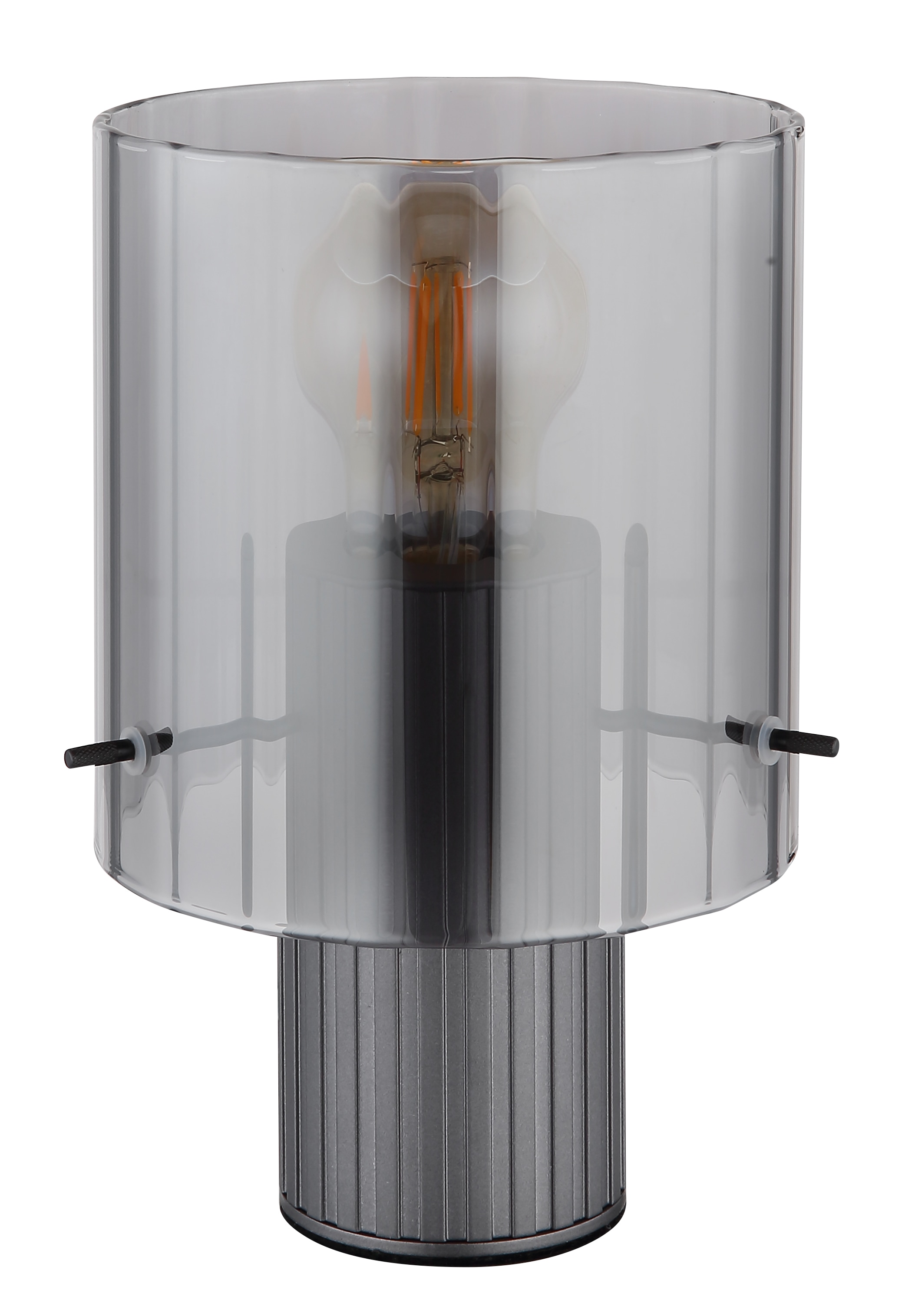 GLOBO LIGHTING Tischleuchte »TULIVAR«, Leuchtmittel E27 | ohne Leuchtmittel, Tischlampe/Glas rauchfarben/Rillen/Wohnzimmer/Schlafzimmer