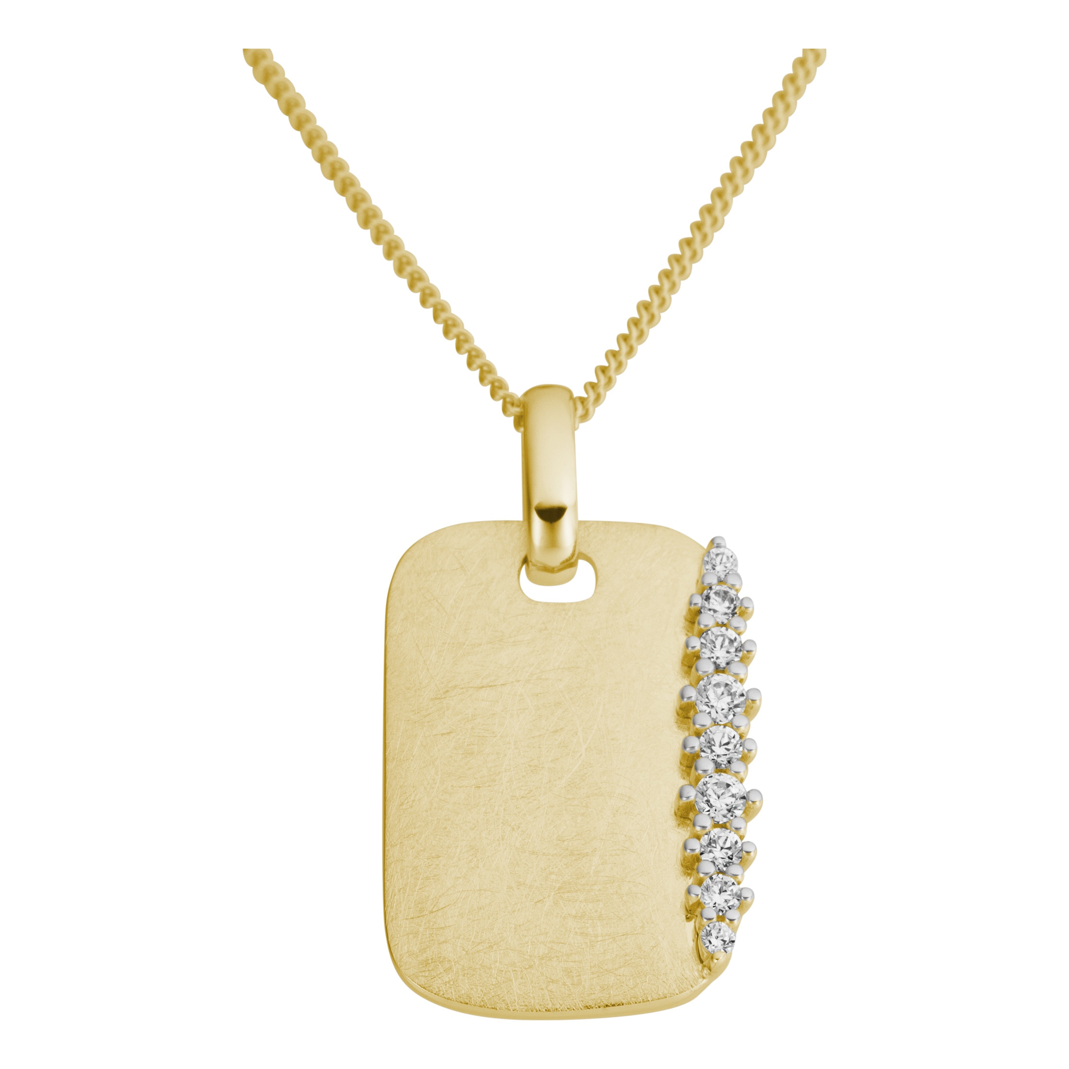 FIRETTI Damen Kettenanhänger "Schmuck Geschenk Gold 333 Halsschmuck Anhänger Plättchen", 0,11 P2 = erkennbare Einschlüsse, Diamanten Gelbgold 333,