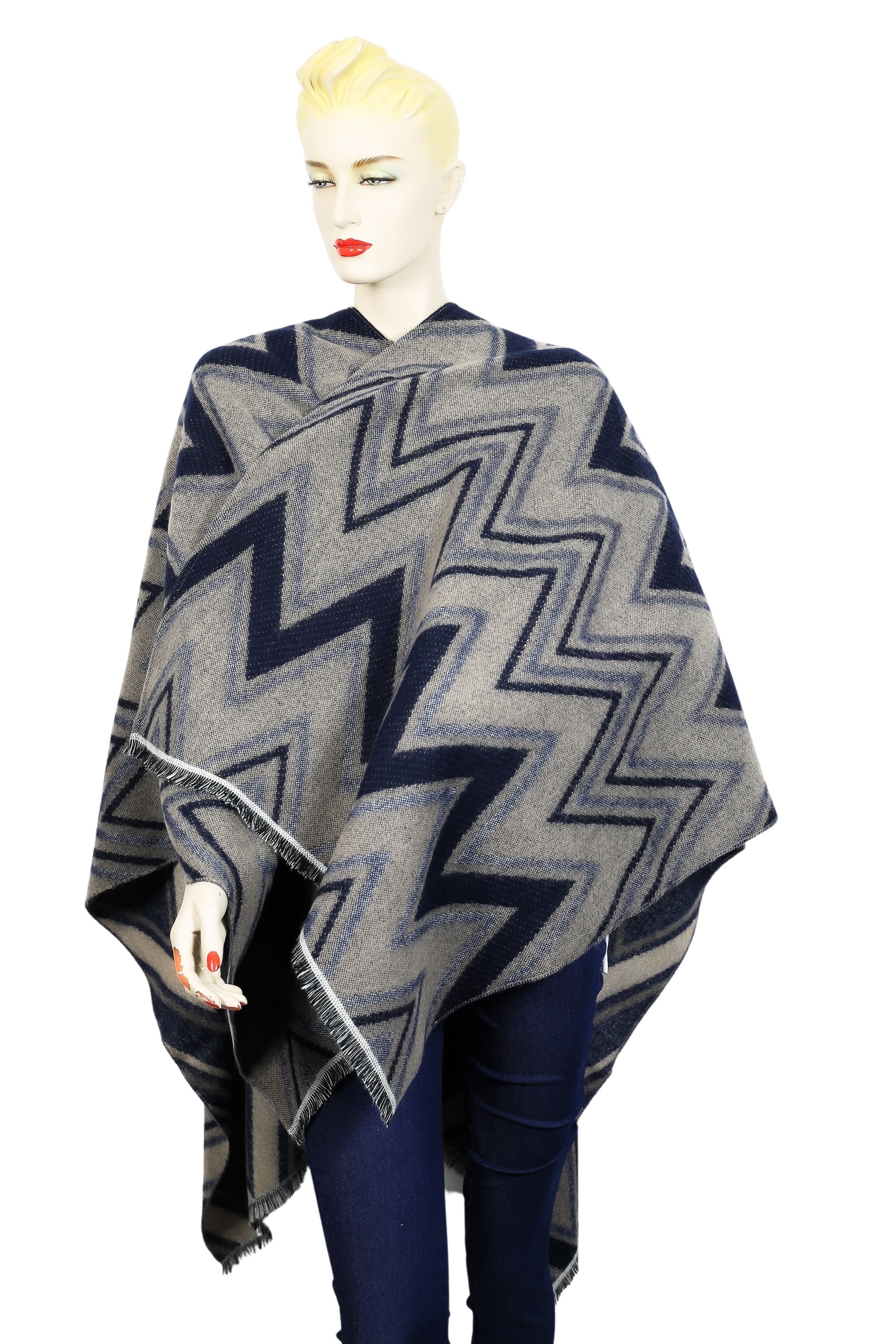 COLLEZIONE ALESSANDRO XXL-Schal »Marcia«, (1 St.), Poncho im Zick-Zack Design