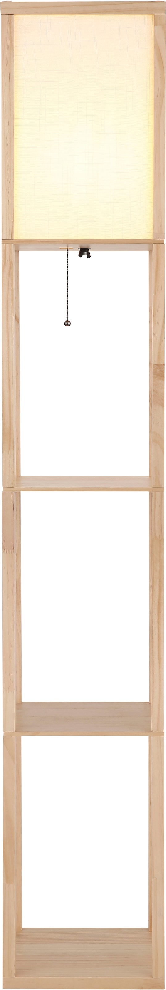 GLOBO LIGHTING Stehlampe "TABITHA", 1, H: 159cm, 1 Stk., beige, Wohnzimmer, Leuchten, Stehleuchte Holz hell mit weißem Textilschirm und Zugschalter