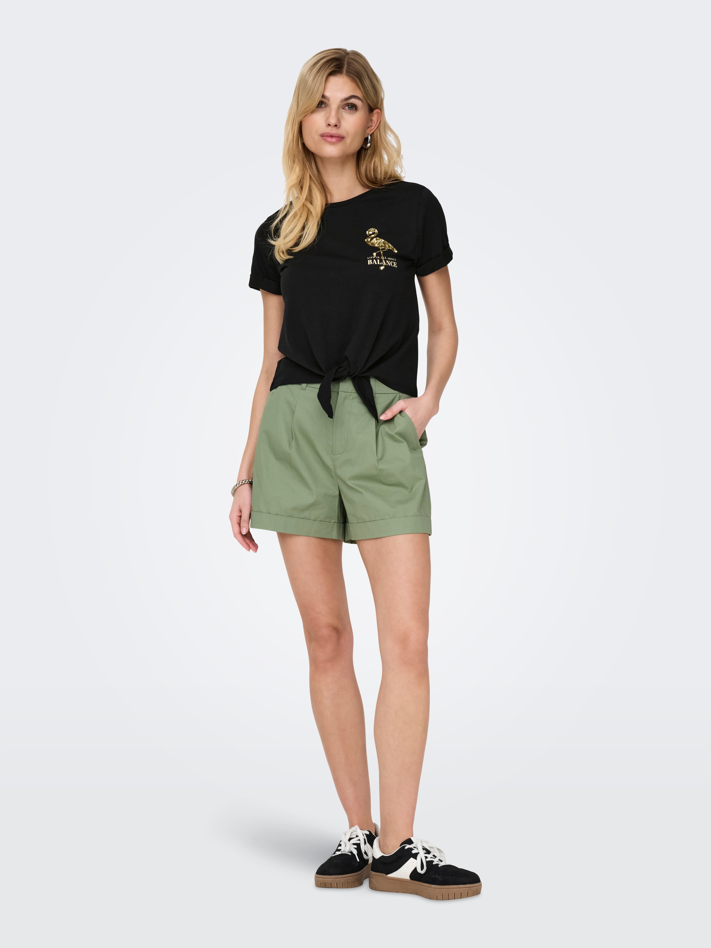 ONLY Kurzarmshirt »ONLDORA S/S KNOT FOLD-UP TOP JRS«