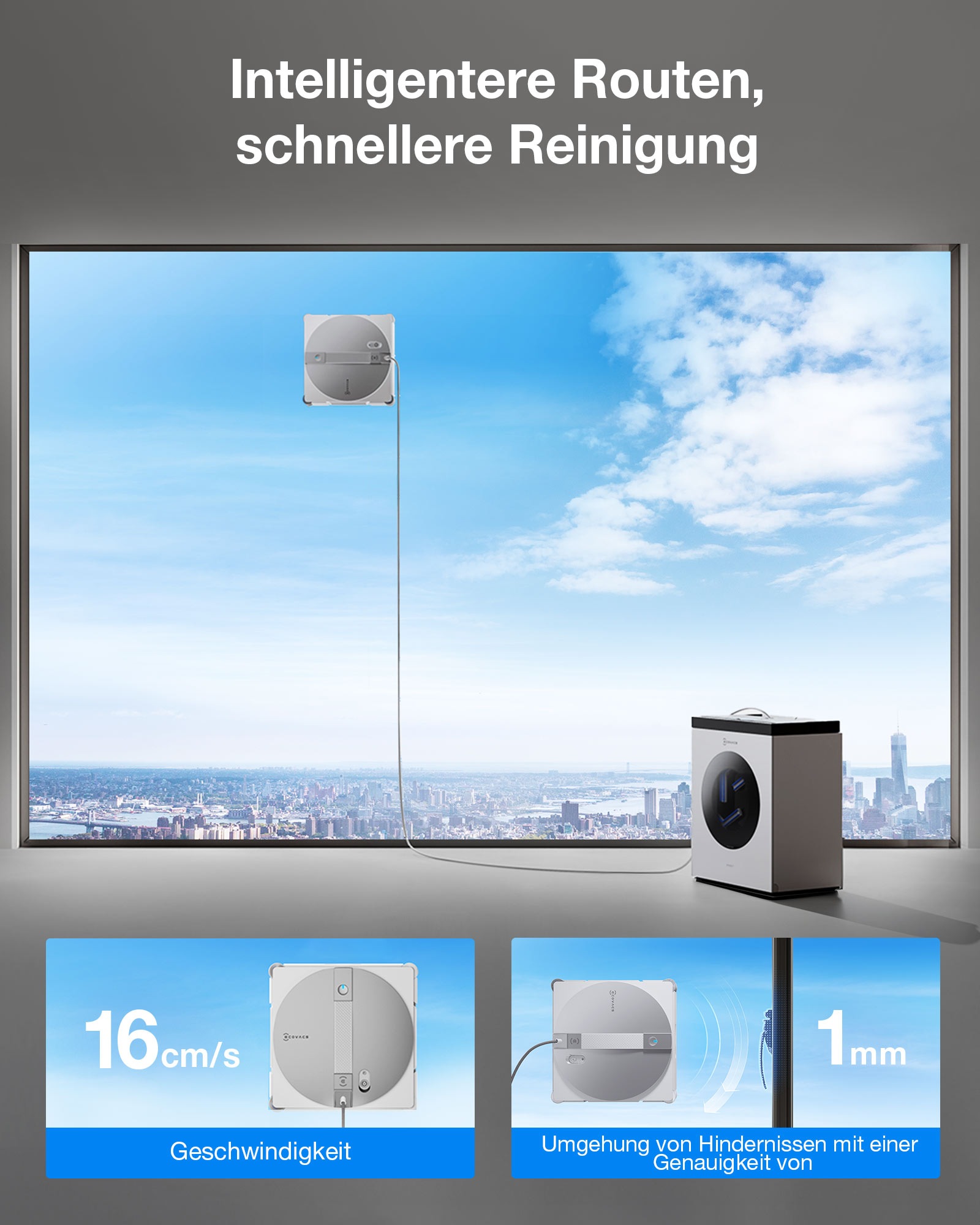 ECOVACS Fensterputzroboter »WINBOT W3 OMNI« Vortex-Reinigungssystem