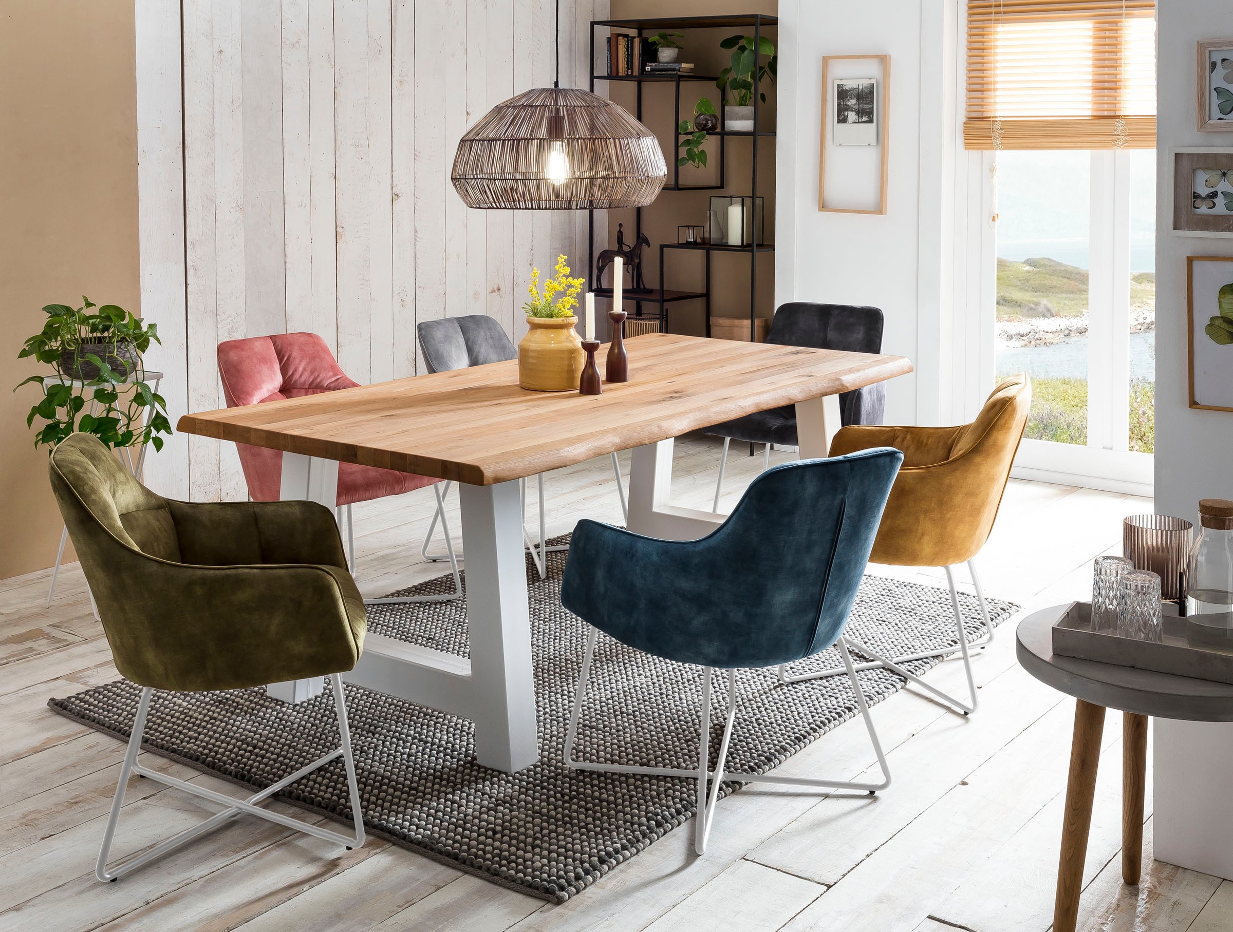 Home affaire Esstisch »Tristan«, massive Balkeneiche geölt mit Baumkante, in natur oder white wash