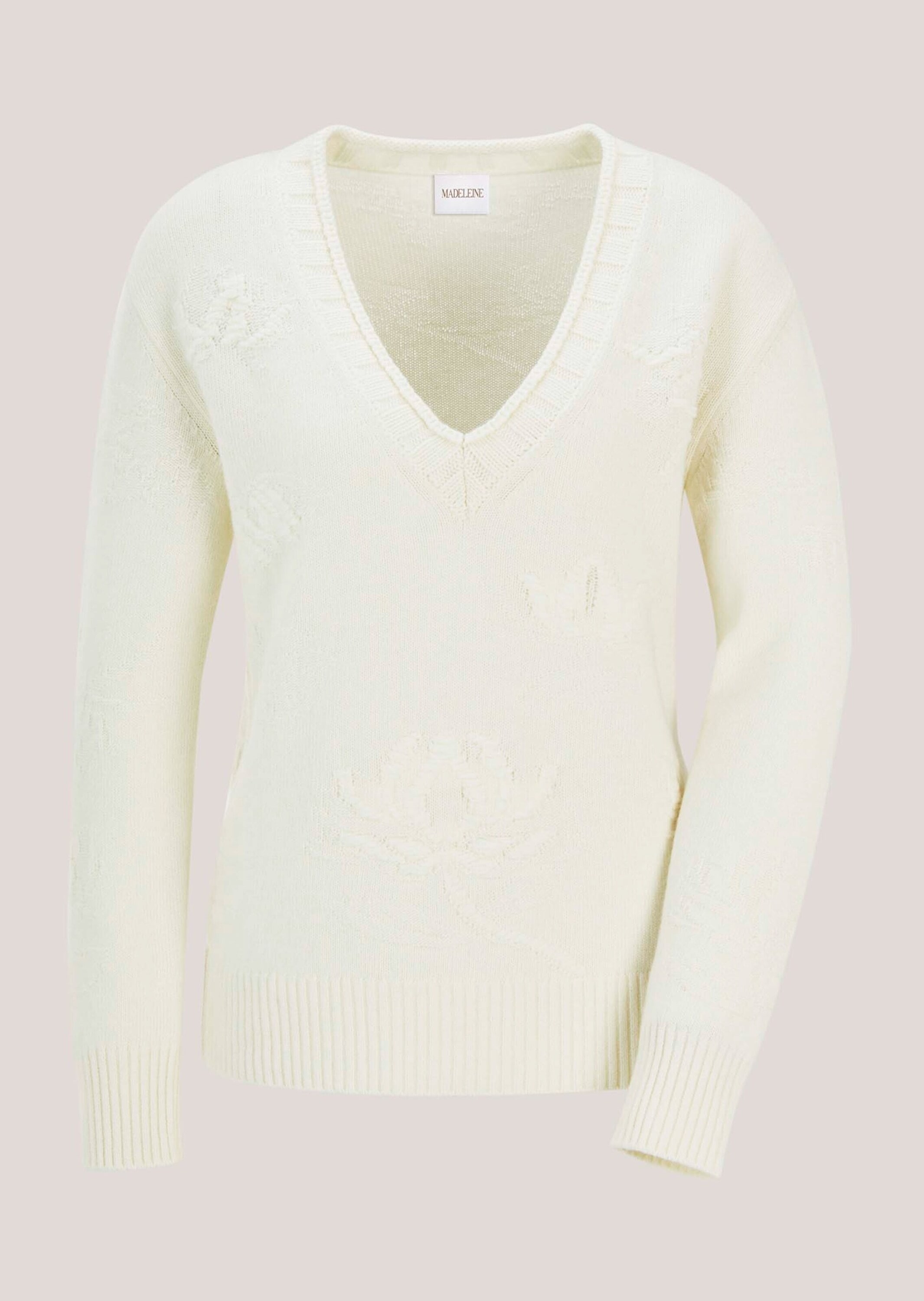 MADELEINE Longpullover "Kaschmirpullover Eleganter Strickpullover mit flora günstig online kaufen