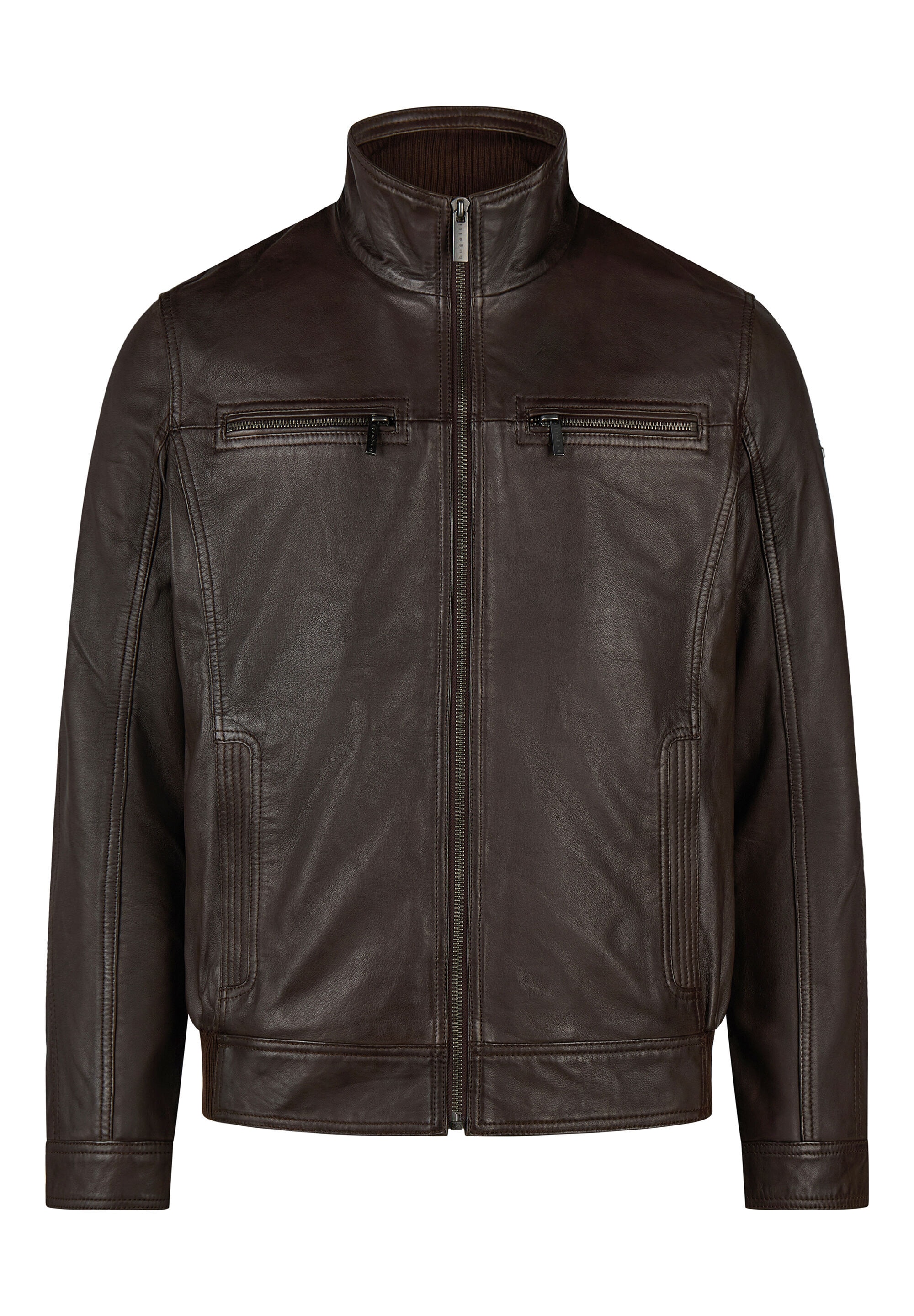 bugatti Lederjacke "BUMATTEO" ohne Kapuze mit Stehkragen