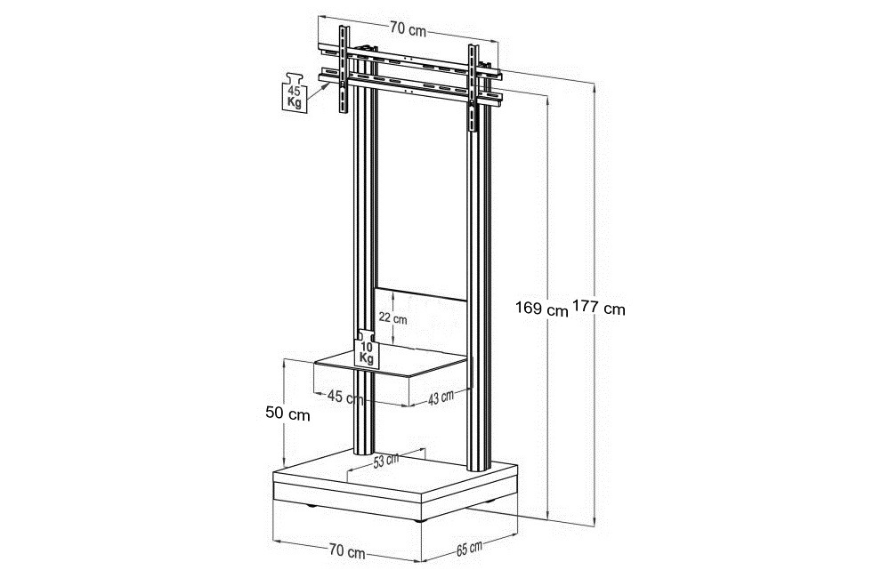 VCM Wohnzimmertisch »Rollwagen TV Standfuß Rollen Ständer Monte Visolo2« 1 Stk. tlg.