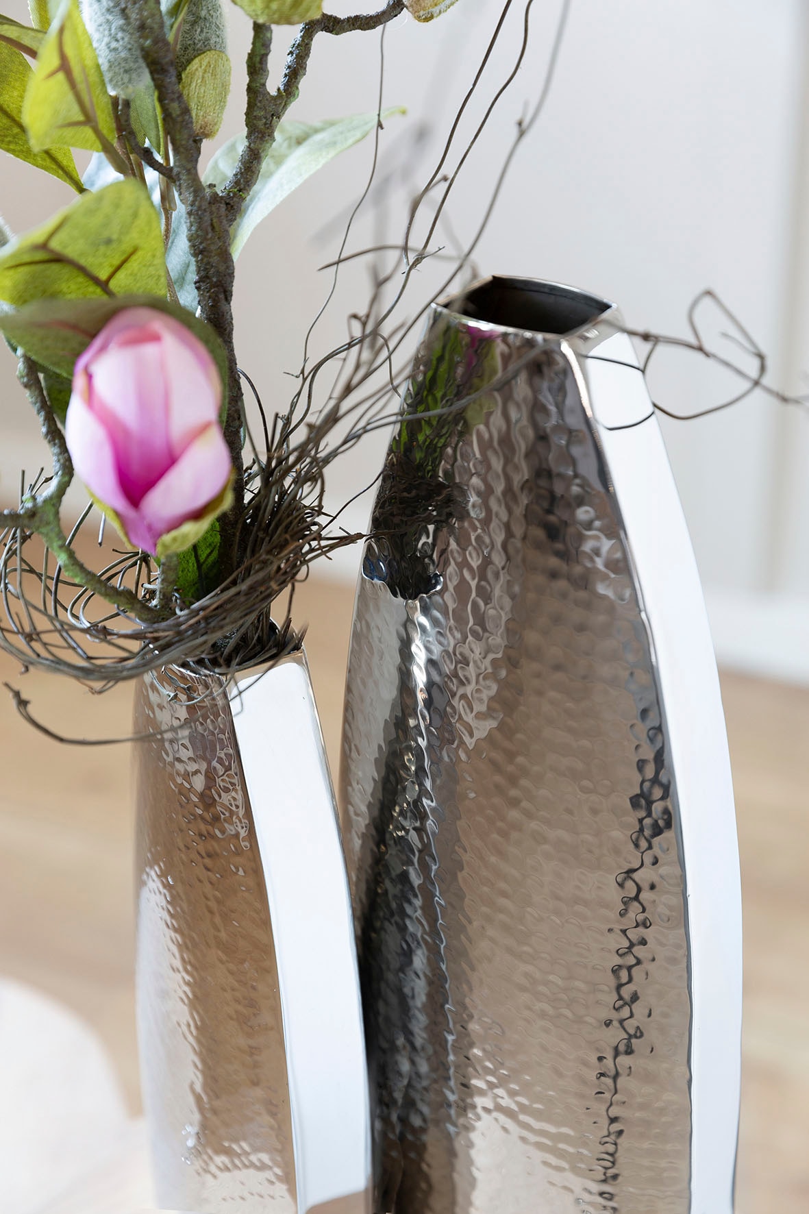 Fink Dekovase »ALETTA«, (1 St.), gehämmerter BAUR mit aus Edelstahl, Oberfläche Vase | kaufen