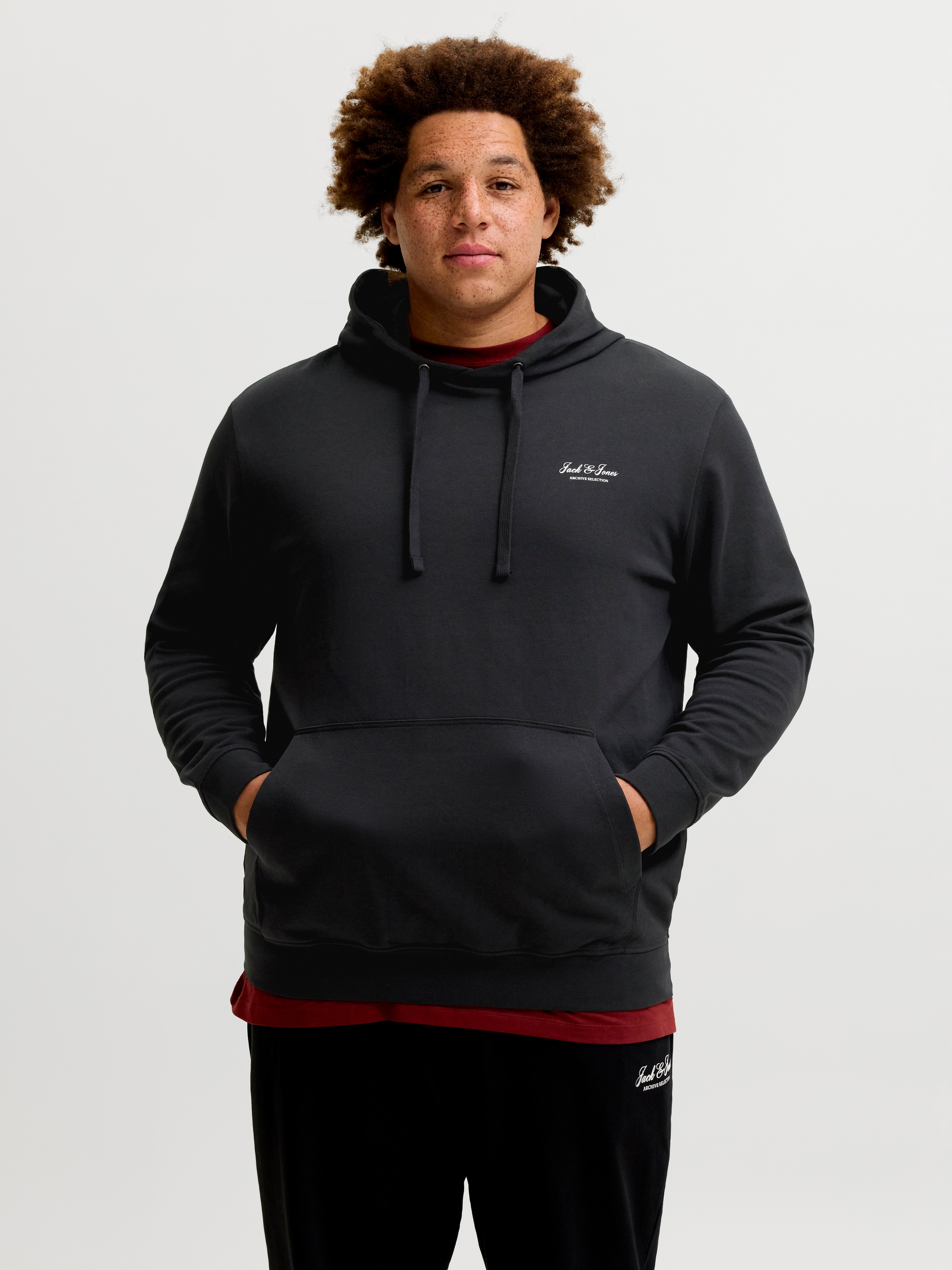 Jack & Jones PlusSize Kapuzensweatshirt "JJEARCHIVE GRAPHIC SWEAT HOOD SN PLS", Baumwollmischung, regular fit