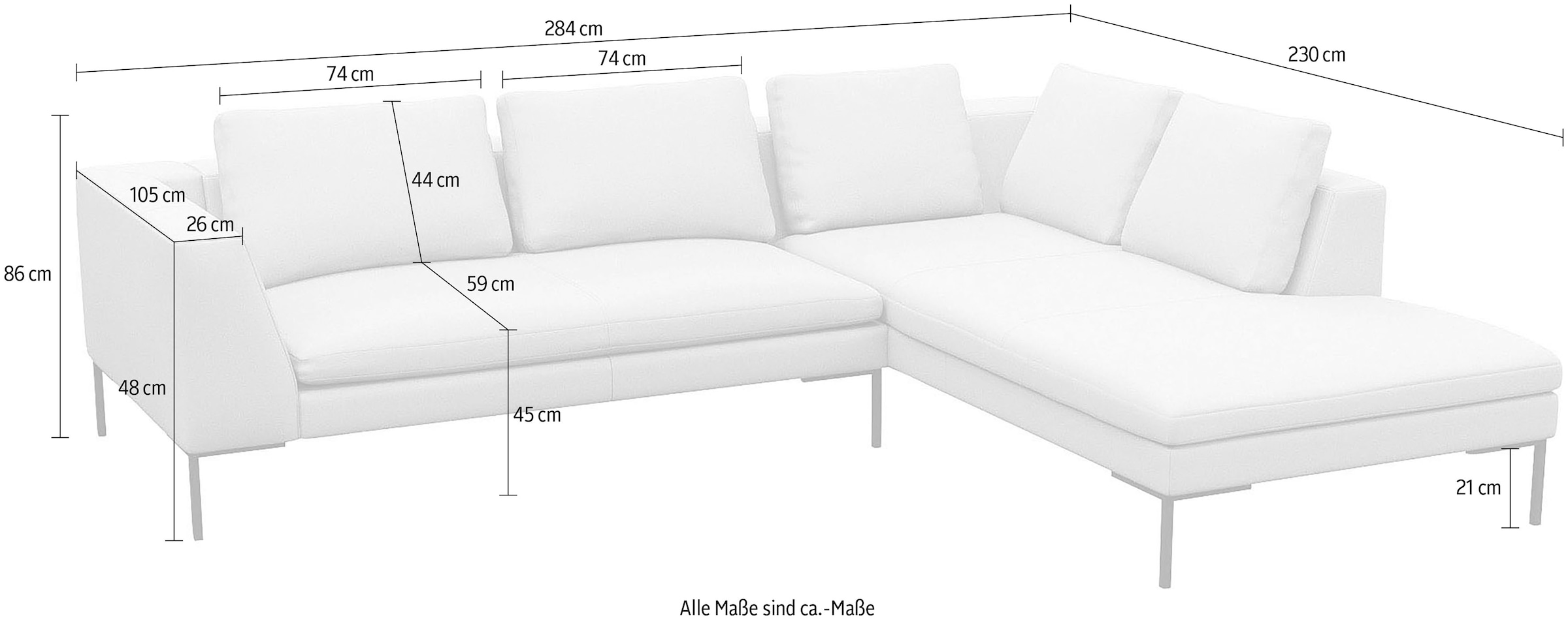 FLEXLUX Ecksofa »Loano, superbequemer Sitzkomfort durch Kaltschaum im Sitz«, modernes Sofa, frei im Raum stellbar, lose Kissen, L-Form