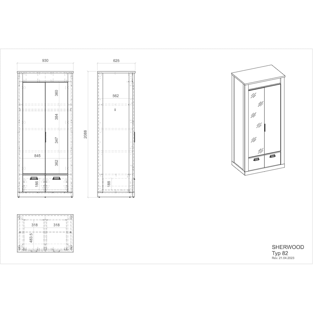 Home affaire Kleiderschrank »SHERWOOD«