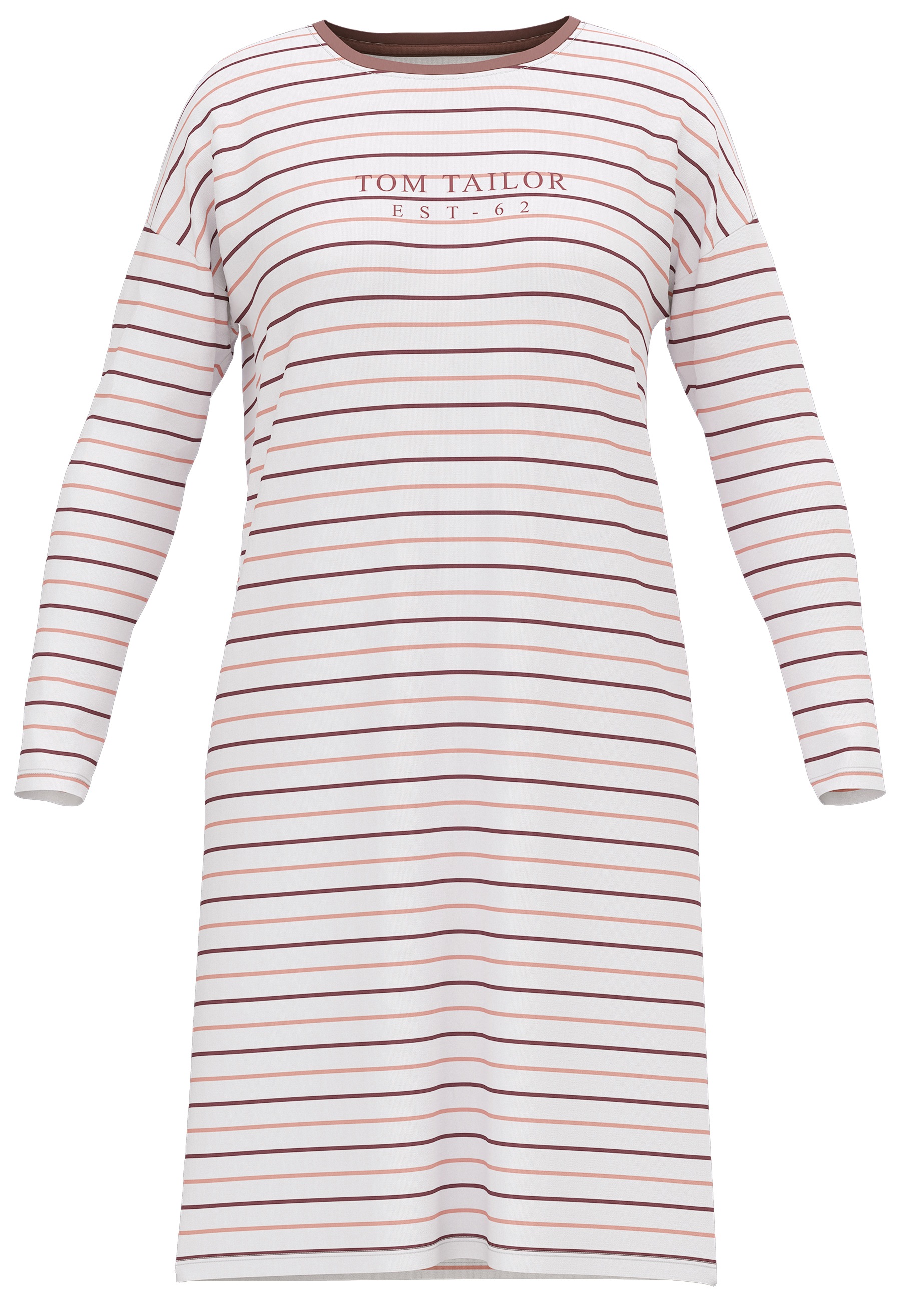 TOM TAILOR Nachthemd "Sitia" Ohne Tasche gestreift, knielang, Langarm, Rund günstig online kaufen