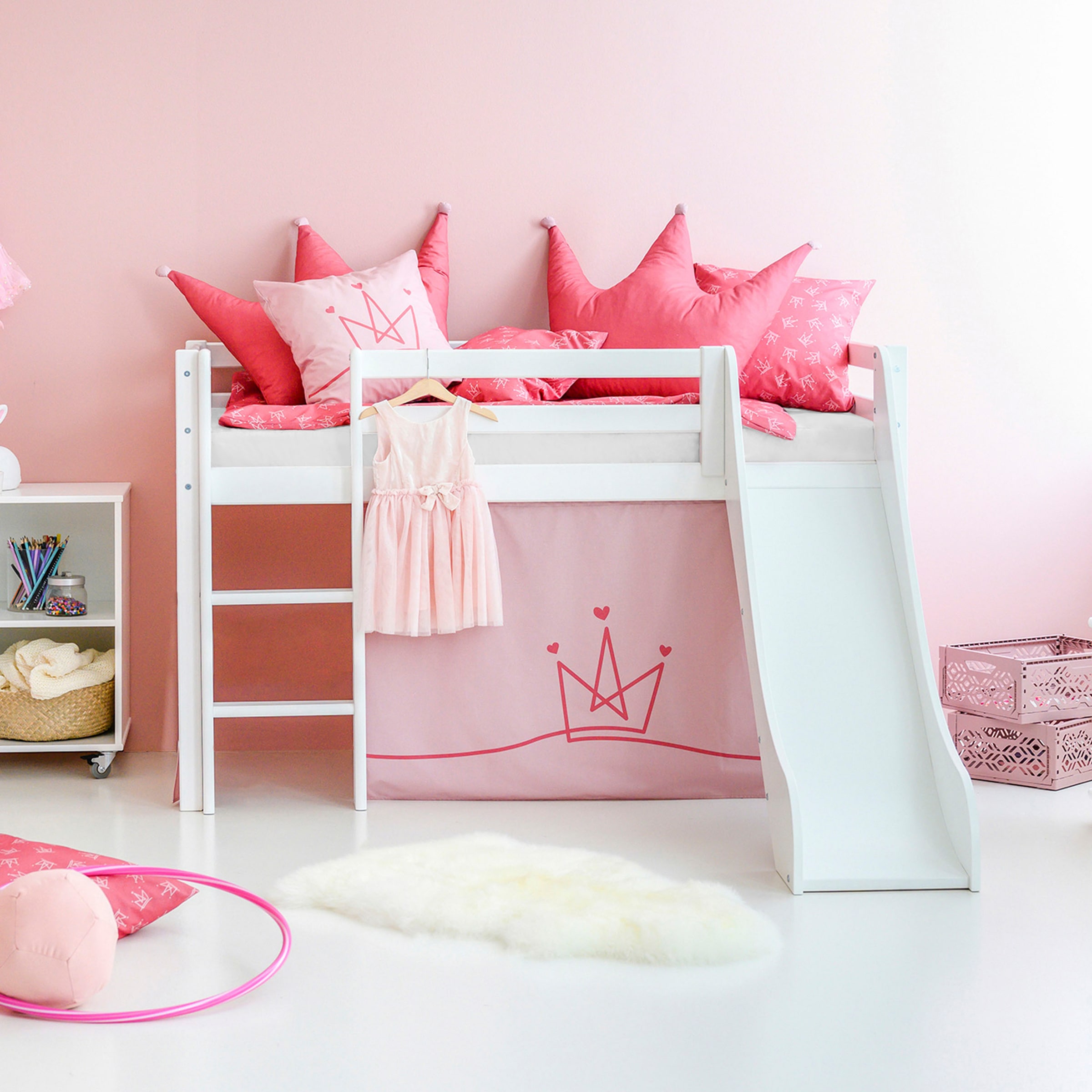 Hoppekids Hochbett »«Princess»«, Rutsche & Vorhang Rosa und viel Auswahl