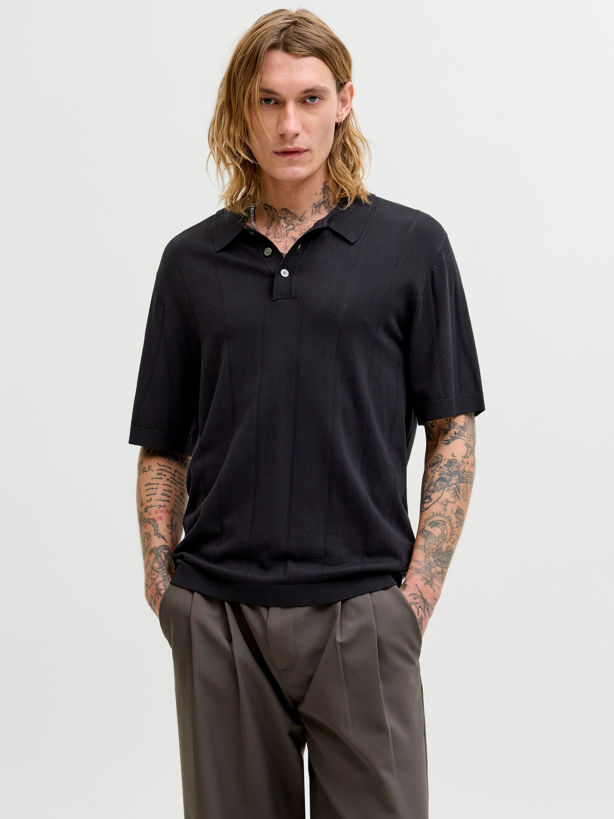 Jack & Jones Polokragenpullover »JPRBLAWILLIAM STRUCTURE KNIT POLO SS SN« Viskosemischung, regular fit