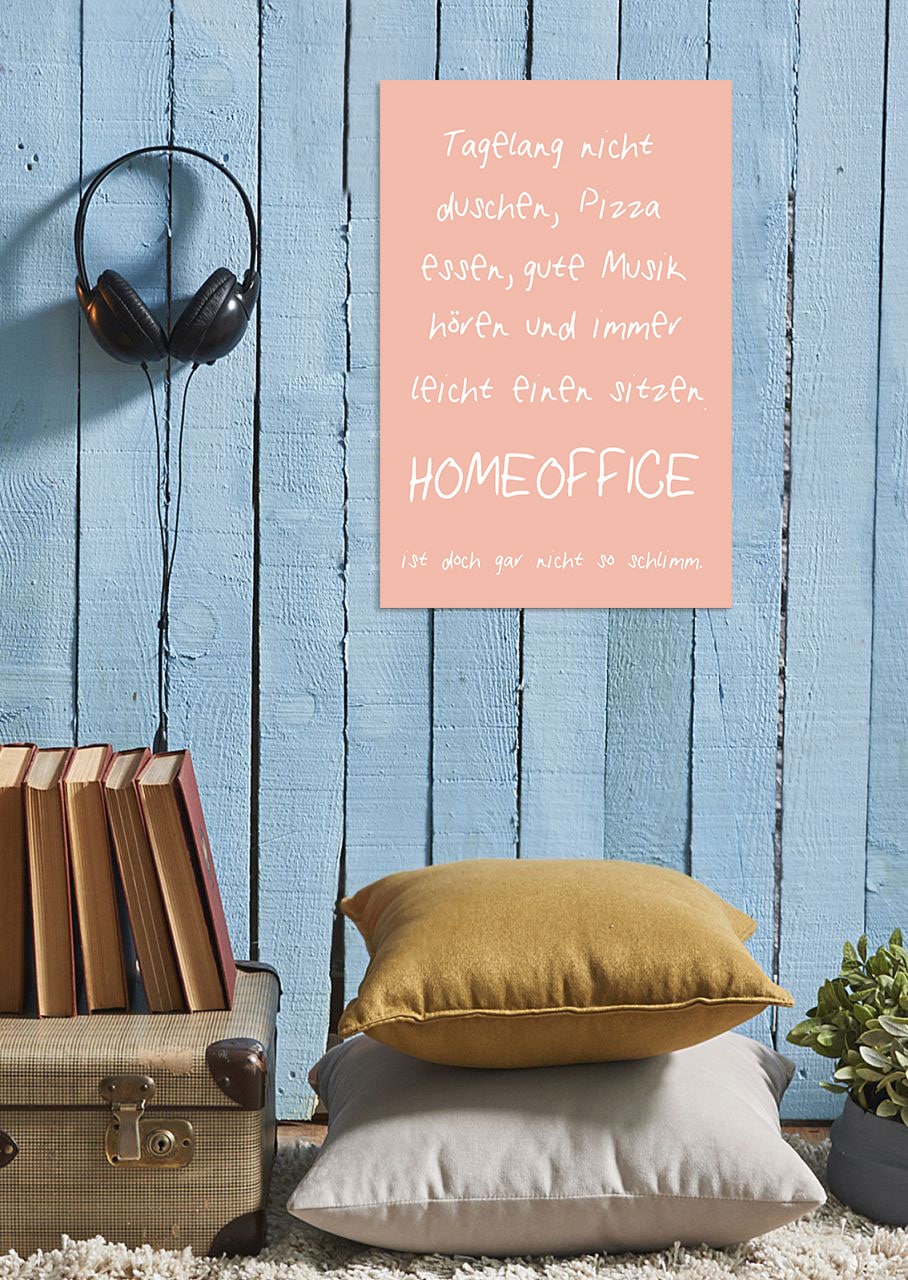 queence Metallbild »Homeoffice II«, Schriftzüge-Schriftzug-Sprüche-Sprüche & Texte, (1 St.), Stahlschild, Blechschild, Sprüche, Texte, Arbeit