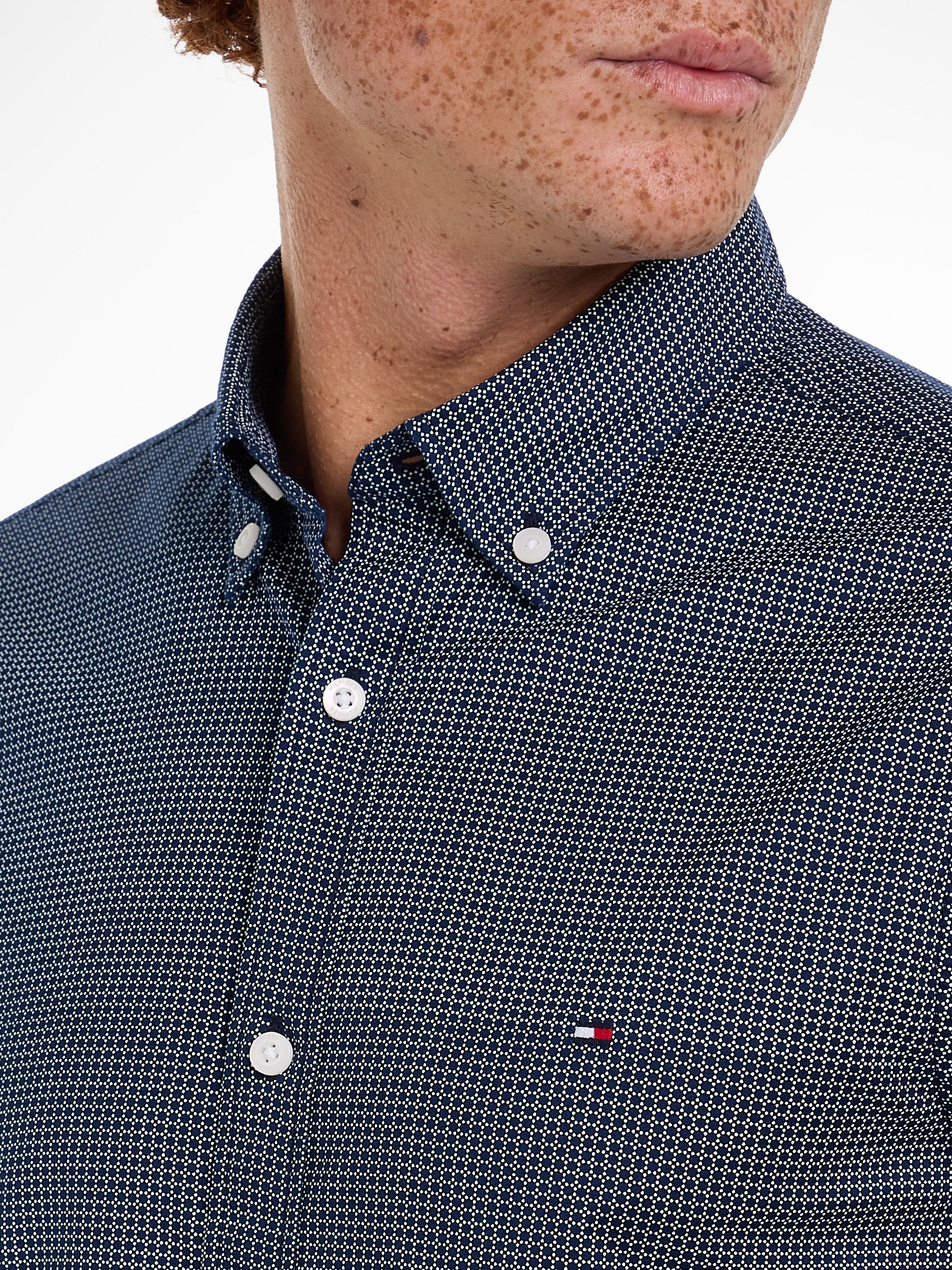 Tommy Hilfiger Businesshemd »FLEX MICRO FOULARD SF SHIRT«, Mit Minimal-Print, Button-down-Kragen