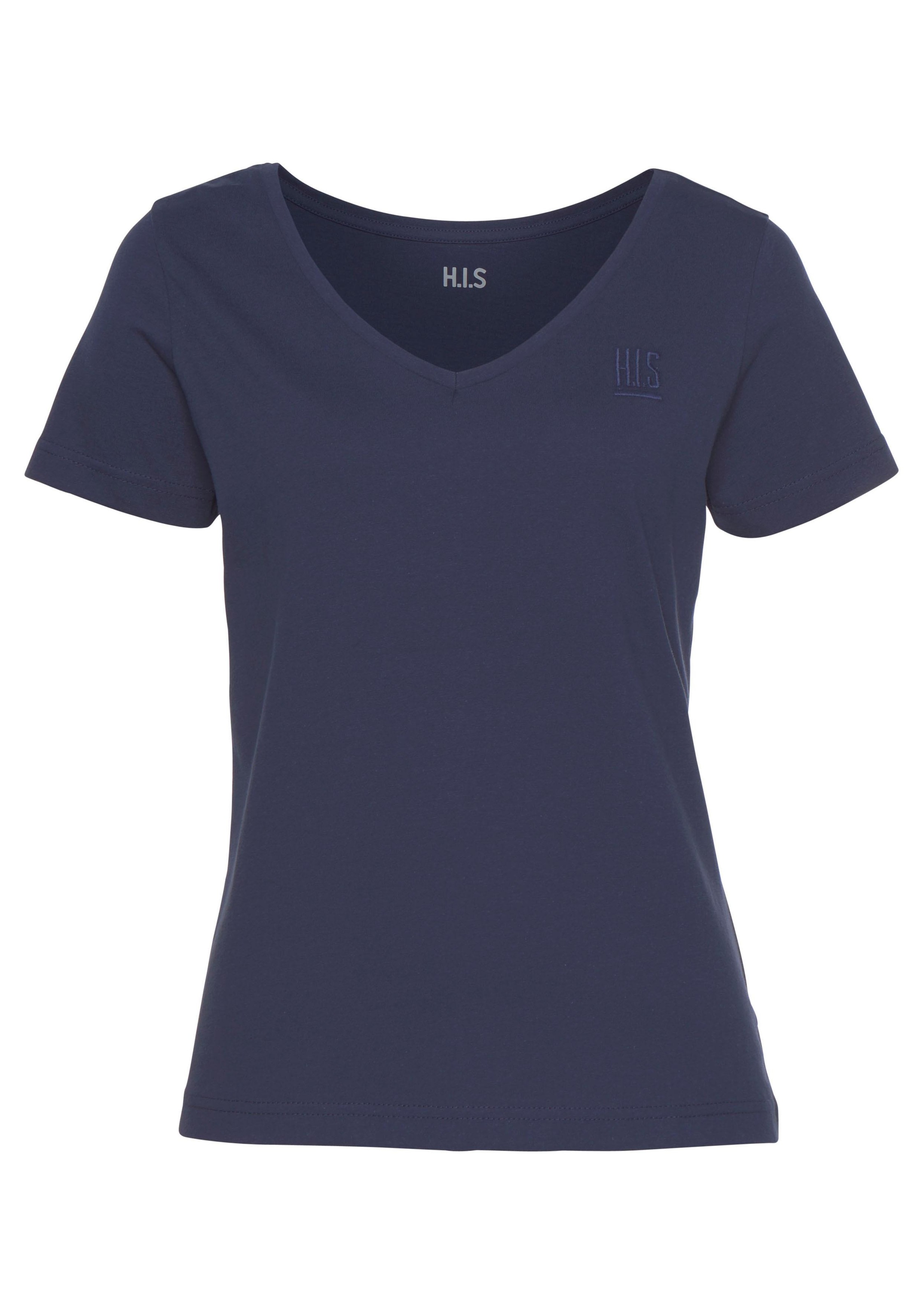 H.I.S T-Shirt »Essential-Basics«, (Spar-Set, 3er-Pack), hüftlange Passform, figurumspielender Schnitt, aus 100% Baumwolle