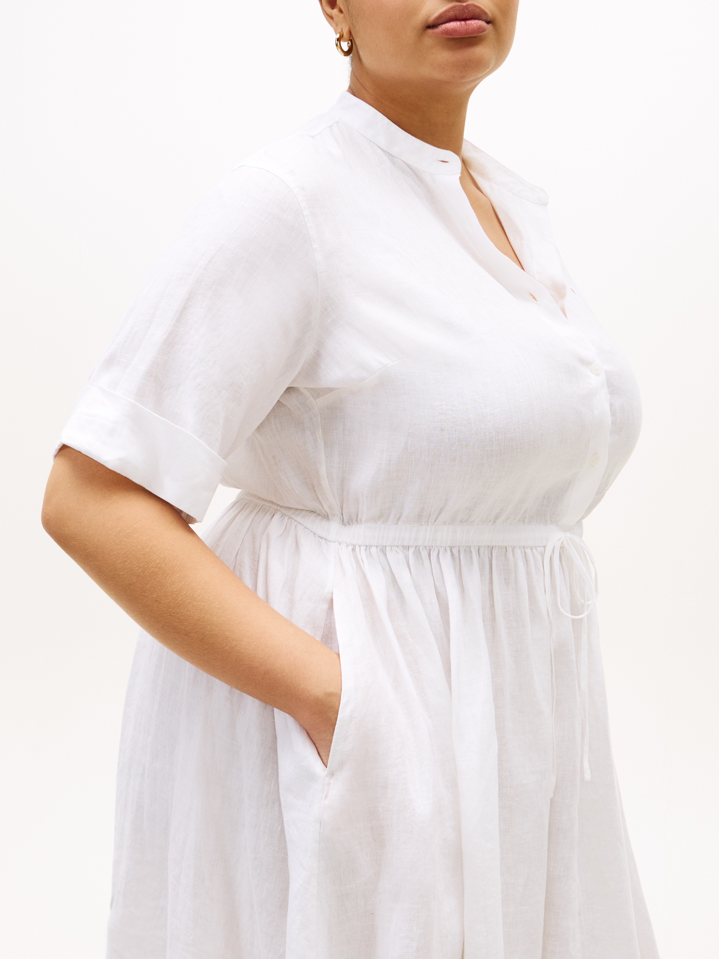 Tommy Hilfiger Curve A-Linien-Kleid »CRV LINEN MIDI SHIRT DRESS SS« in großen Größen