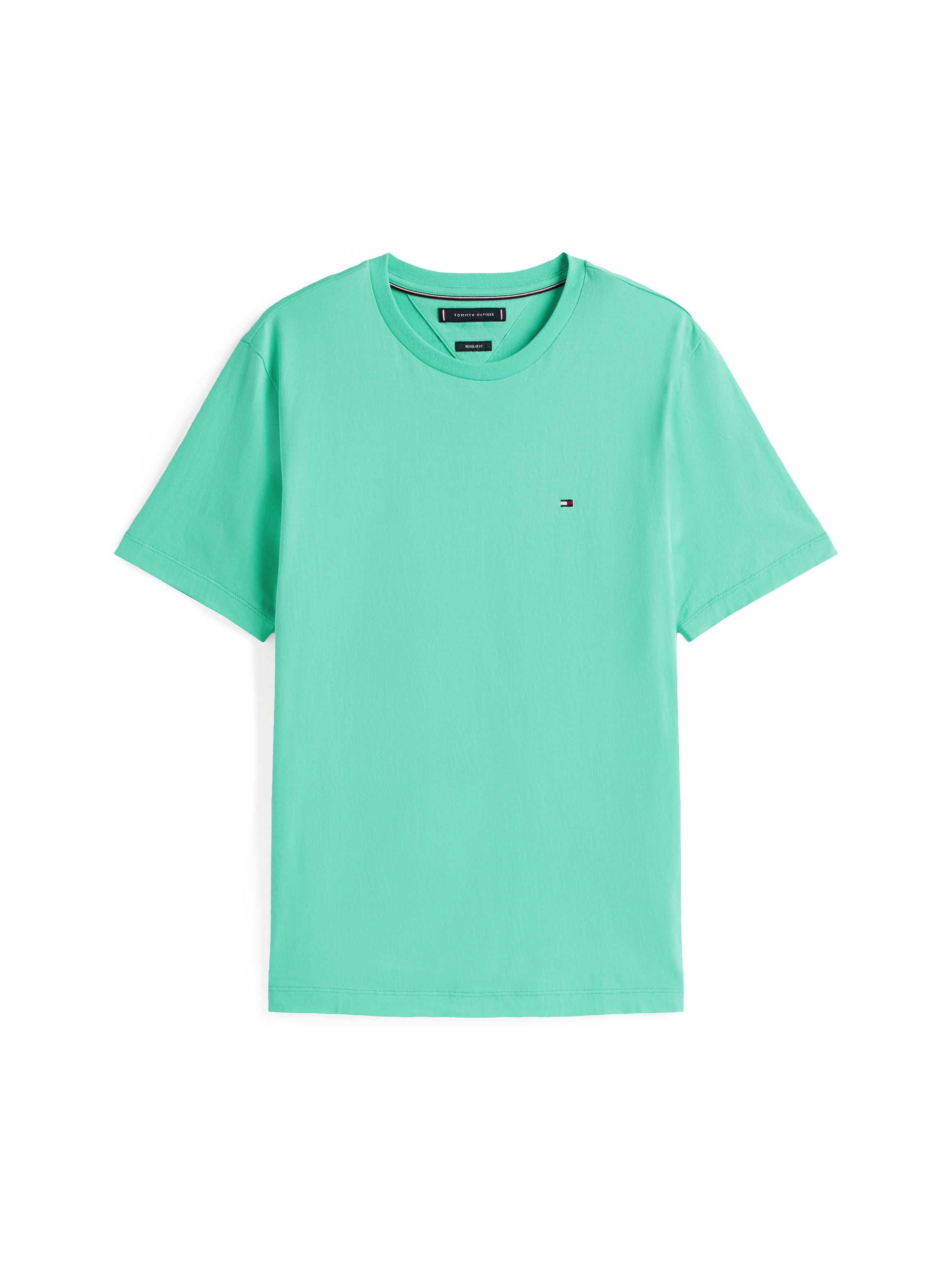 Tommy Hilfiger T-Shirt »ESSENTIAL REG FIT SOLID TEE mit Stickerei und Rundhals«, unifarben, casual, regular fit, Baumwolle, Rundhals