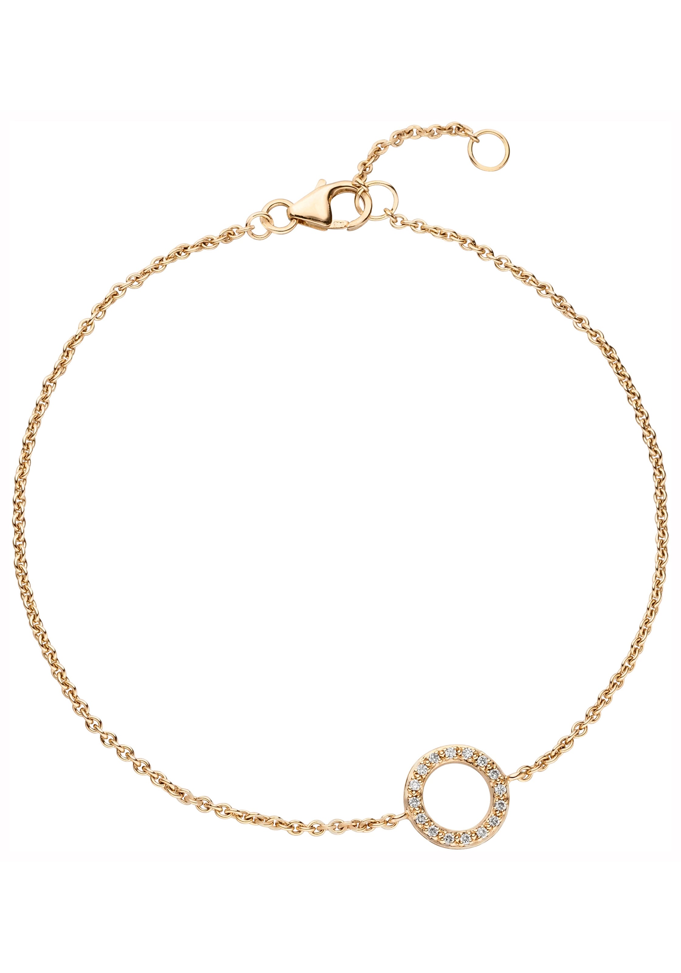 JOBO Damen Armband, 21cm, Diamanten Gelbgold 585, gelb, Diamanten, Gelbgold 585, Armbänder, 585 Gold mit 16 Diamanten