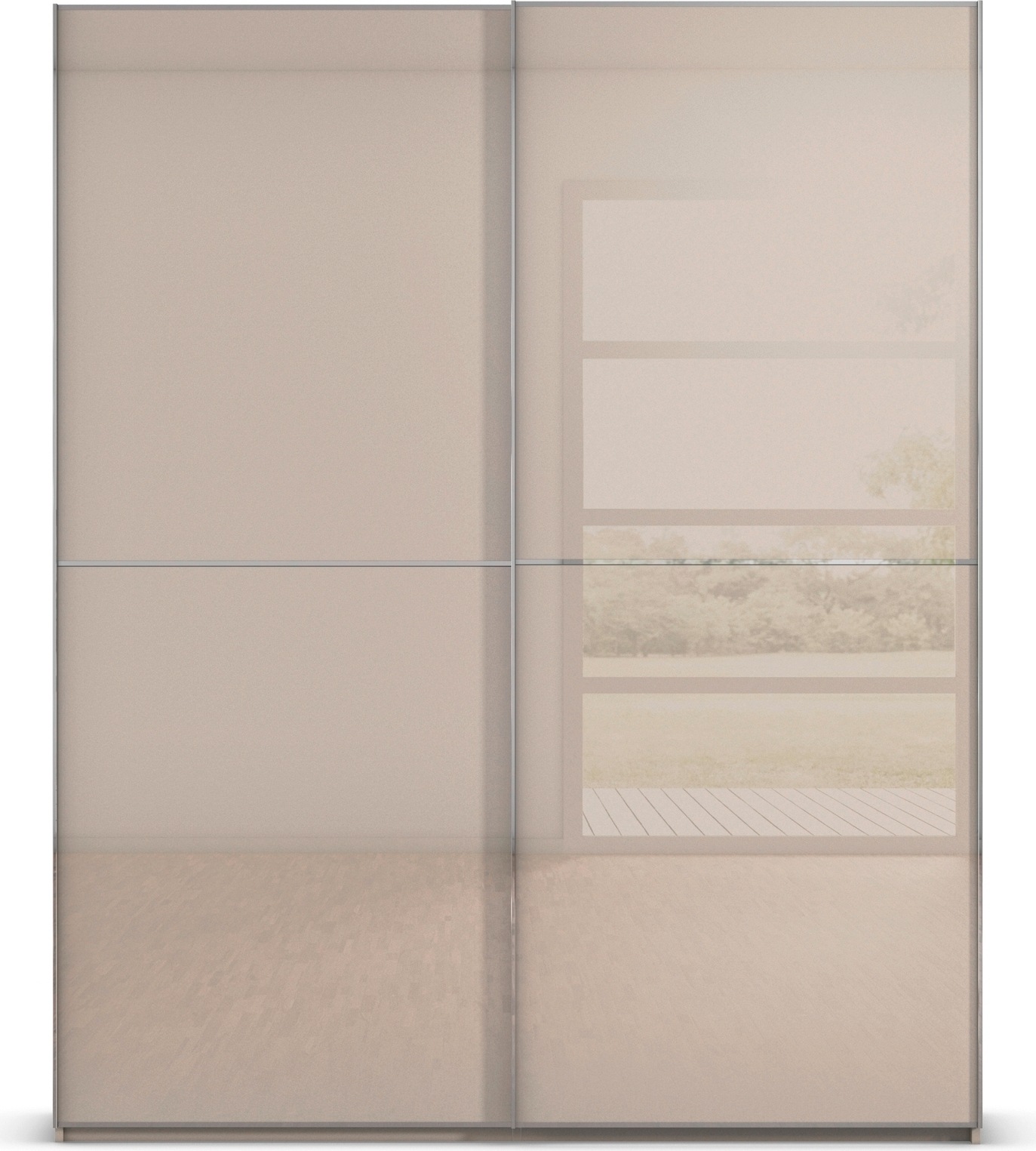 rauch Schwebetürenschrank »Kleiderschrank Schrank Garderobe Schlafzimmerschrank SCALE-DUO« edle zweigeteilte Türen Glas-Front mit 3 Zierleisten MADE IN GERMANY