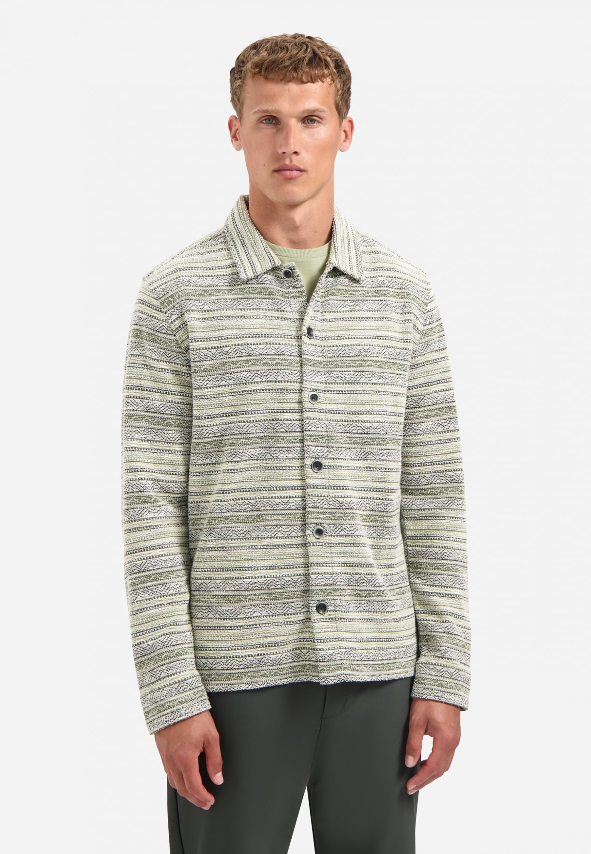 NO EXCESS Langarmhemd "No Excess Gestricktes Overshirt Shirt Jersey Jacquar günstig online kaufen