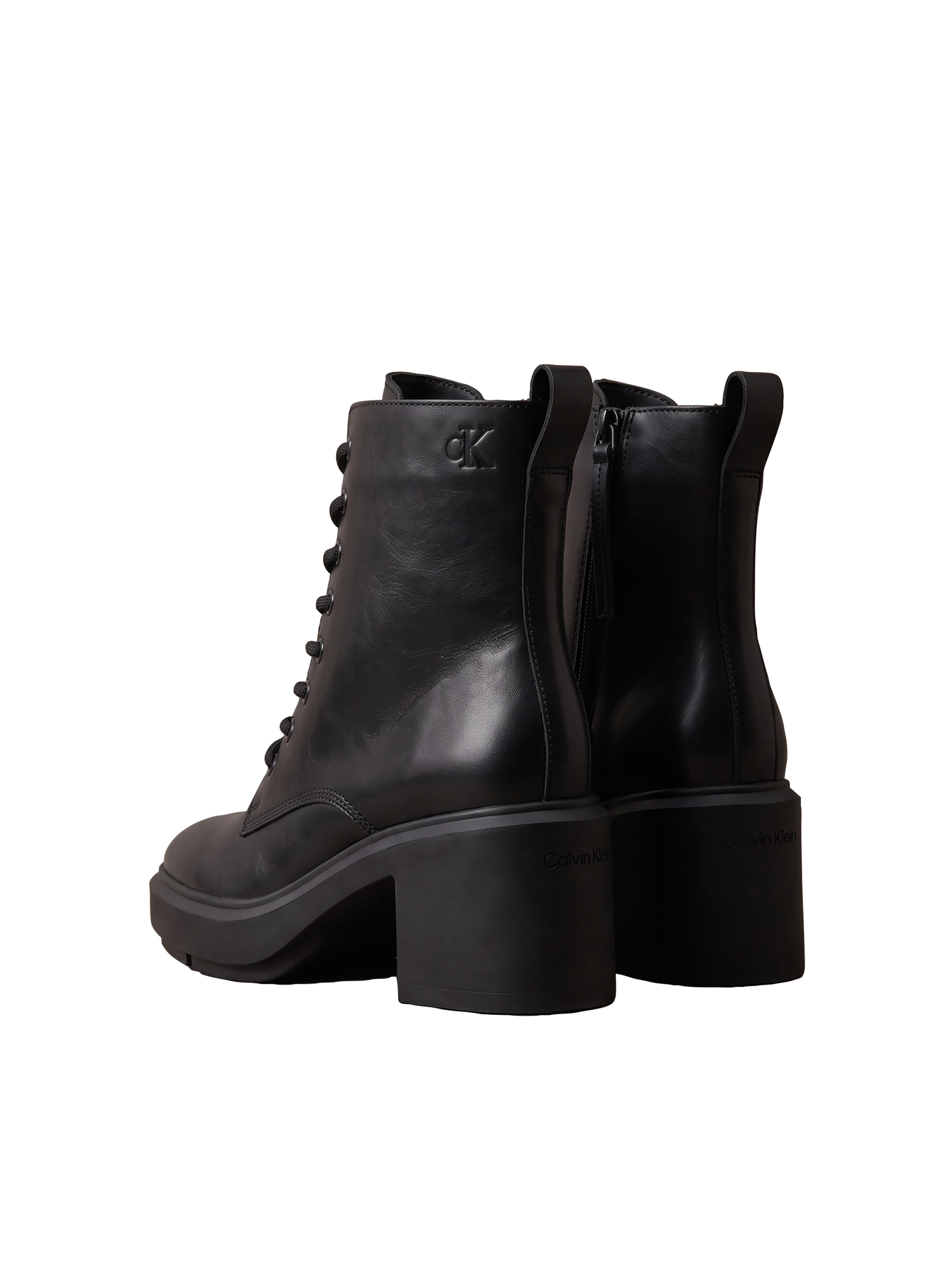 Calvin Klein Schnürstiefelette »BLOCK HEEL ANK BOOT LACEUP LTH«  Schnürboots mit Blockabsatz und Anziehlasche