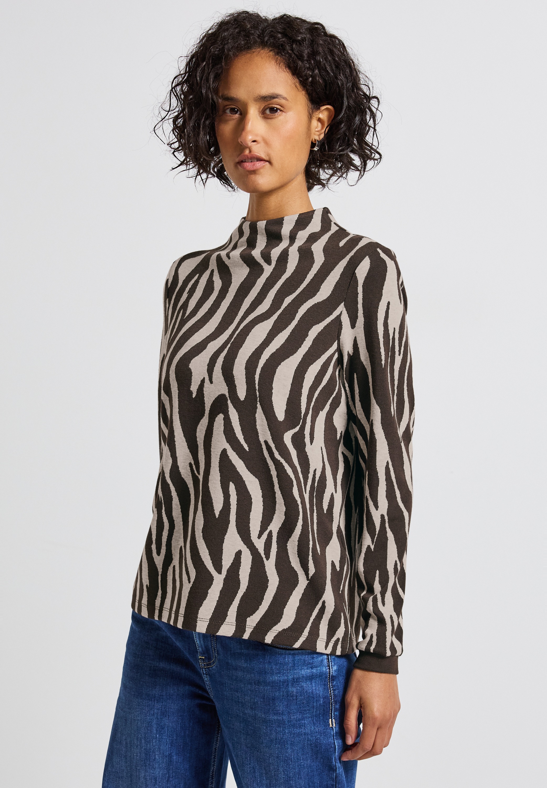 STREET ONE Langarmshirt mit Zebra-Print günstig online kaufen