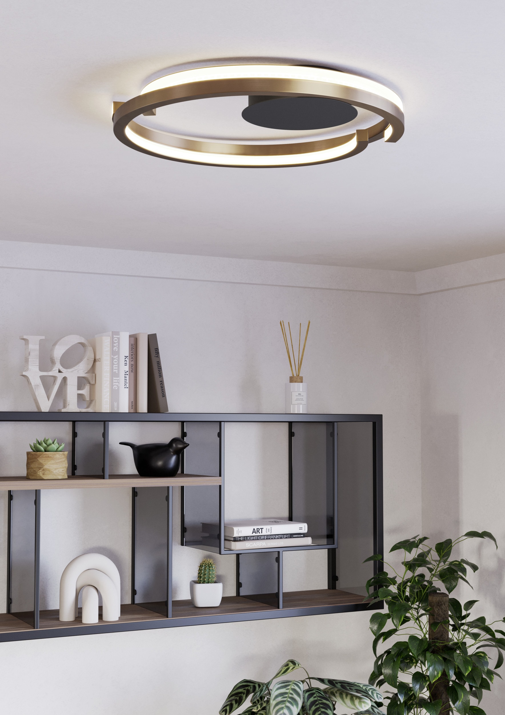 EGLO LED Deckenleuchte »MEZZOMONTE Deckenlampe - Alu, Stahl - LED;LED - 1X20W;1X20W - IP20« LED-Modul 1 Stk. Kaltweiß | Neutralweiß | Warmweiß Wohzimmerlampe, Esszimmerlampe, Flur, Schlafzimmer, H5 x Ø48 cm