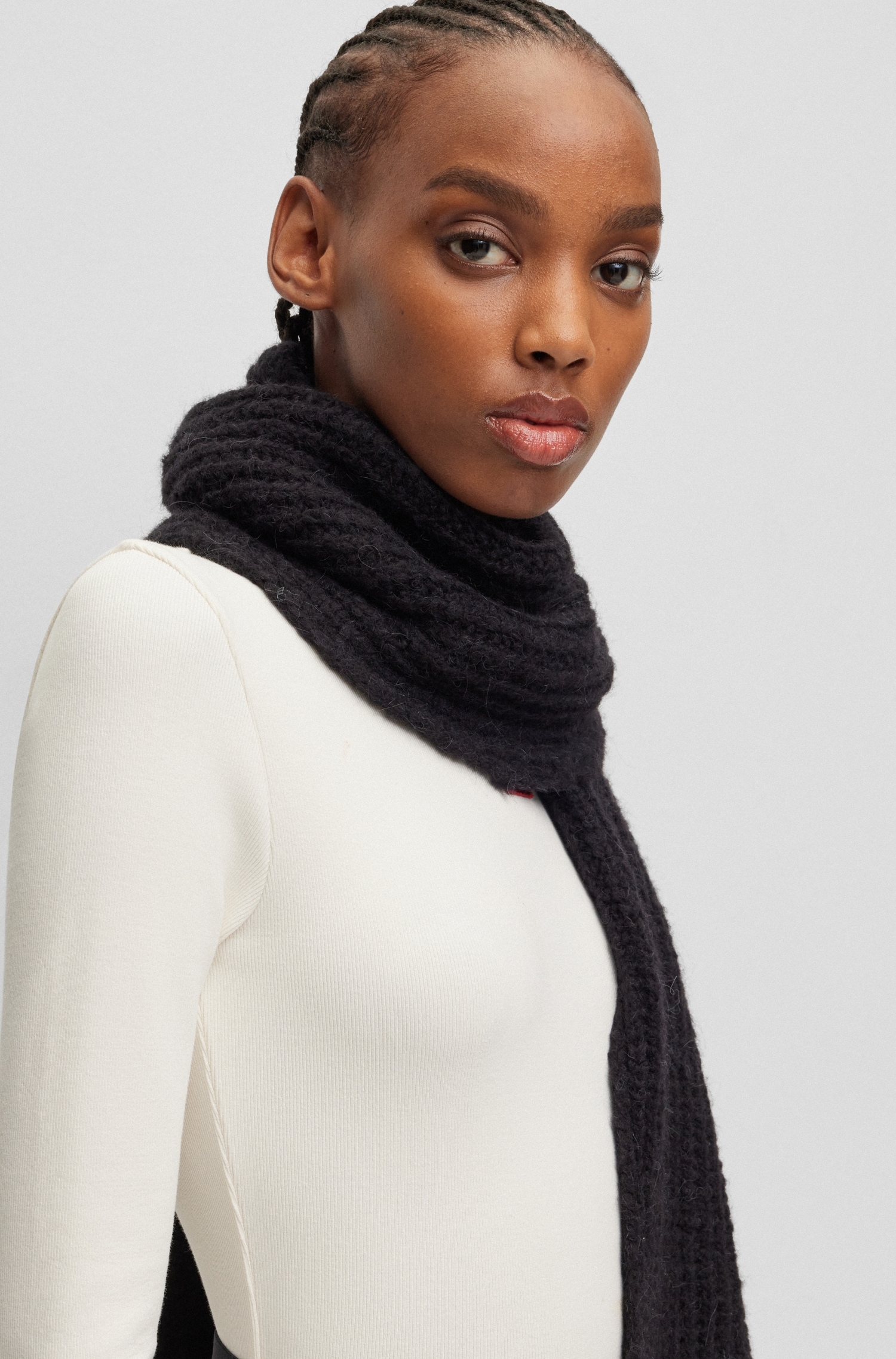 kaufen BAUR mit Schriftzug »Slogues_scarf«, | Woll-Mix Schal für Extralanger Schal HUGO Jacquard-Logo
