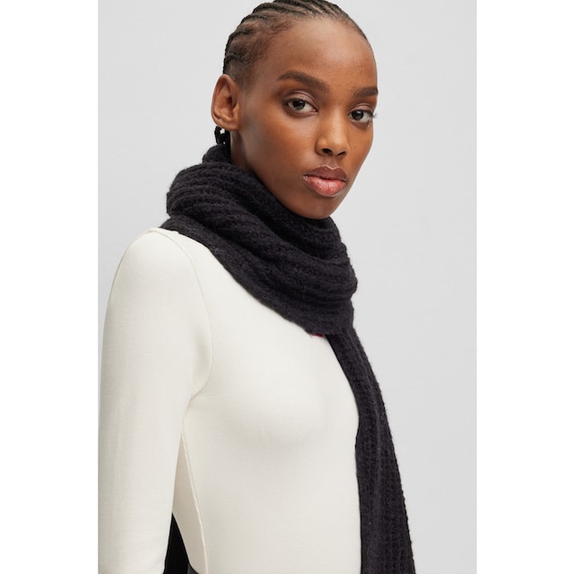 HUGO Schal »Slogues_scarf«, Extralanger Woll-Mix Schal mit Jacquard-Logo  Schriftzug für kaufen | BAUR