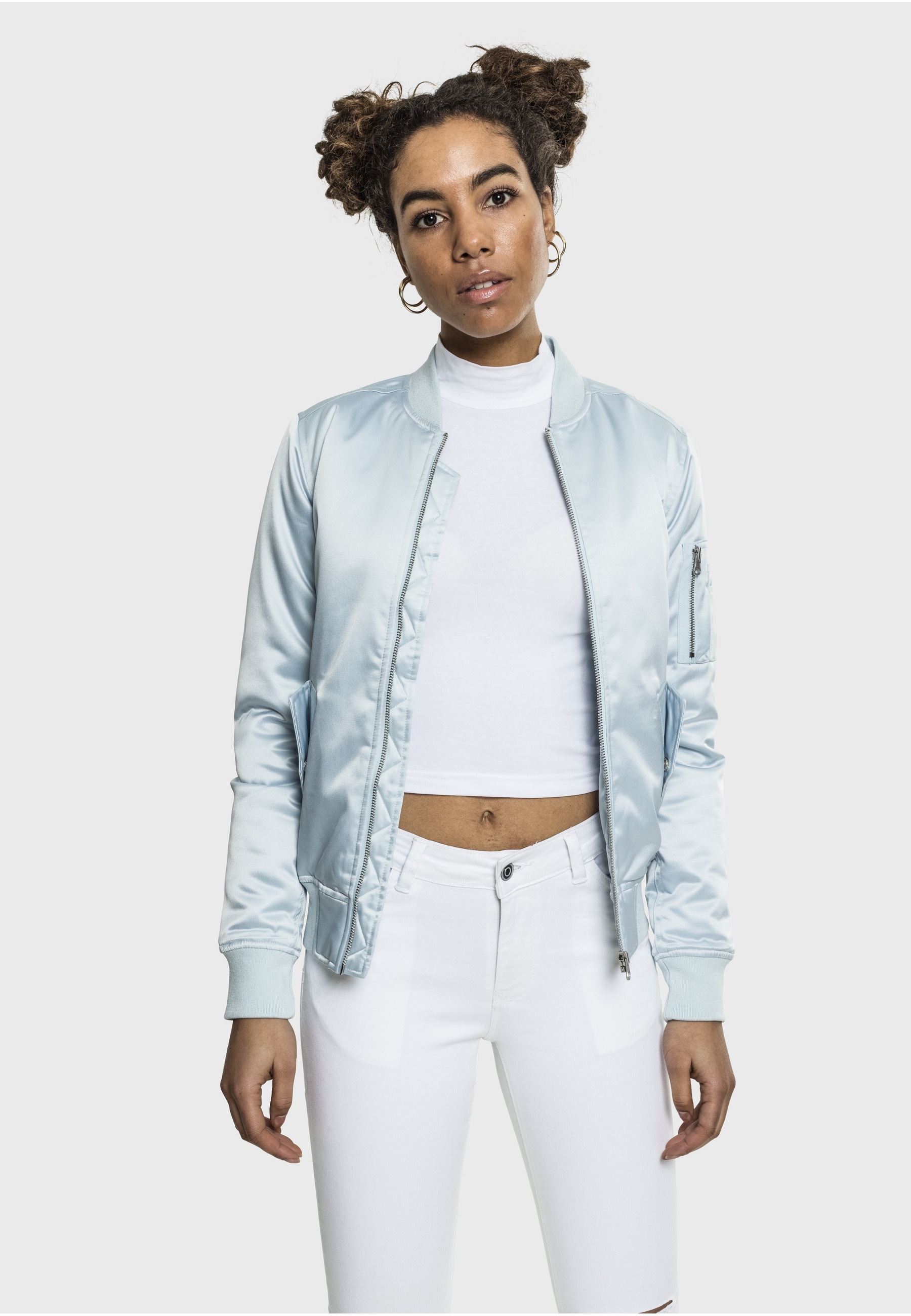 URBAN CLASSICS Allwetterjacke »Urban Classics Damen Ladies Satin Bomber Jacket« 1 Stk. tlg. ohne Kapuze