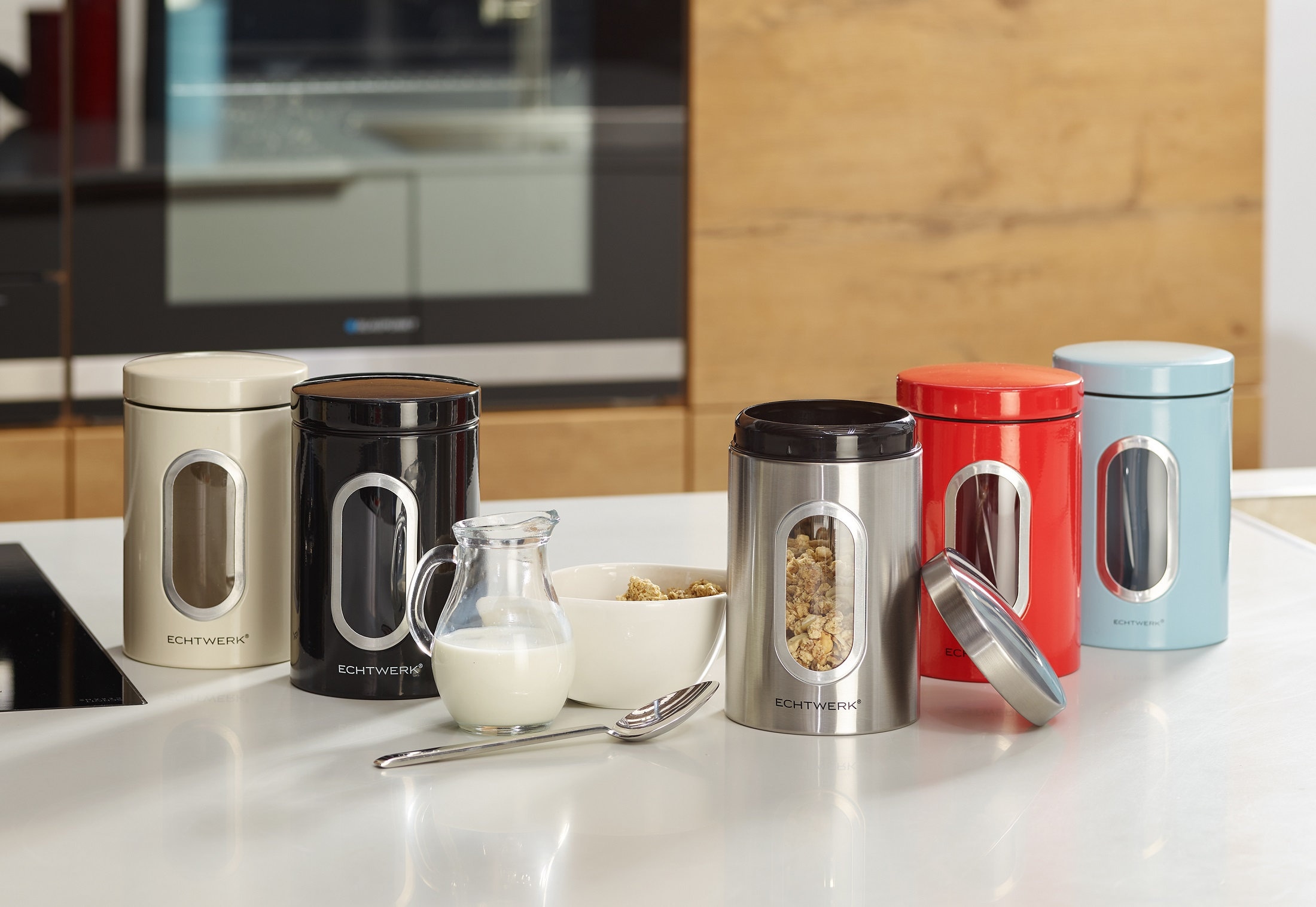 ECHTWERK Vorratsdose »Aufbewahrungsdosen-Set«, (Set, 2 tlg.), für Mehl, Müsli, Kaffee oder Zucker, Klick-Deckel, großes Sichtfenster