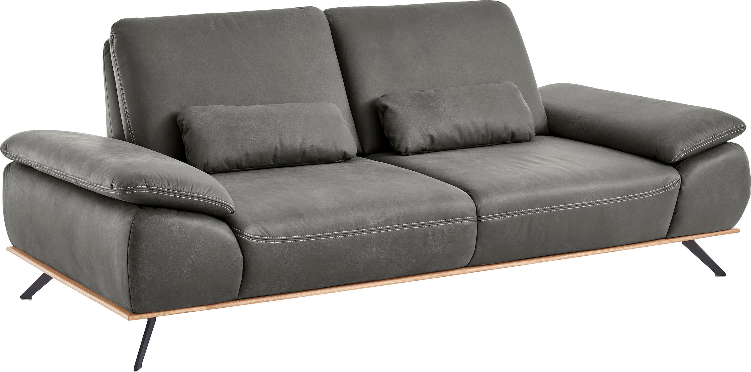 Die PlanBar 3-Sitzer »PN-EM18063, B: 232 cm, mit Kontrastnaht« optional mit echt bezogenem Rücken, Sitztiefen- und Armteilverstellung