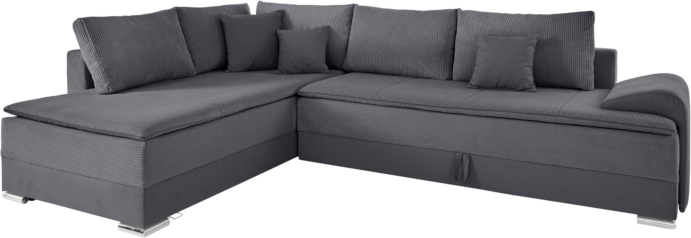 Ecksofa HOME AFFAIRE "Night & Day L-Form, B: 324 cm, mit Dauer-Schlaffunktion und Armlehne", schwarz, B:324cm H:95cm T:218cm, Struktur ( 100% Polyester);Luxus-Microfaser (100% Polyester), Sofas, Ecksofa, inkl. Bettfunktion & Bettkasten, Boxspringbett 180x 6