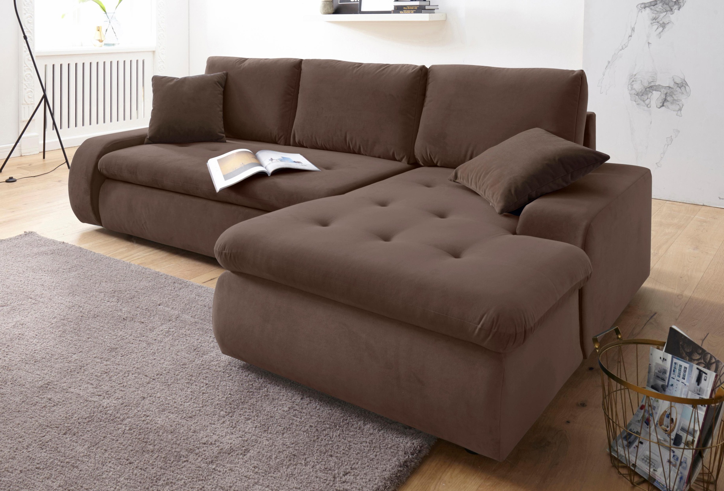 TRENDMANUFAKTUR Ecksofa »Indie II, tolle Detailverarbeitung, bequem und komfortabel im Sitz«, XL und XXL, wahlweise mit Bettfunktion, L-Form