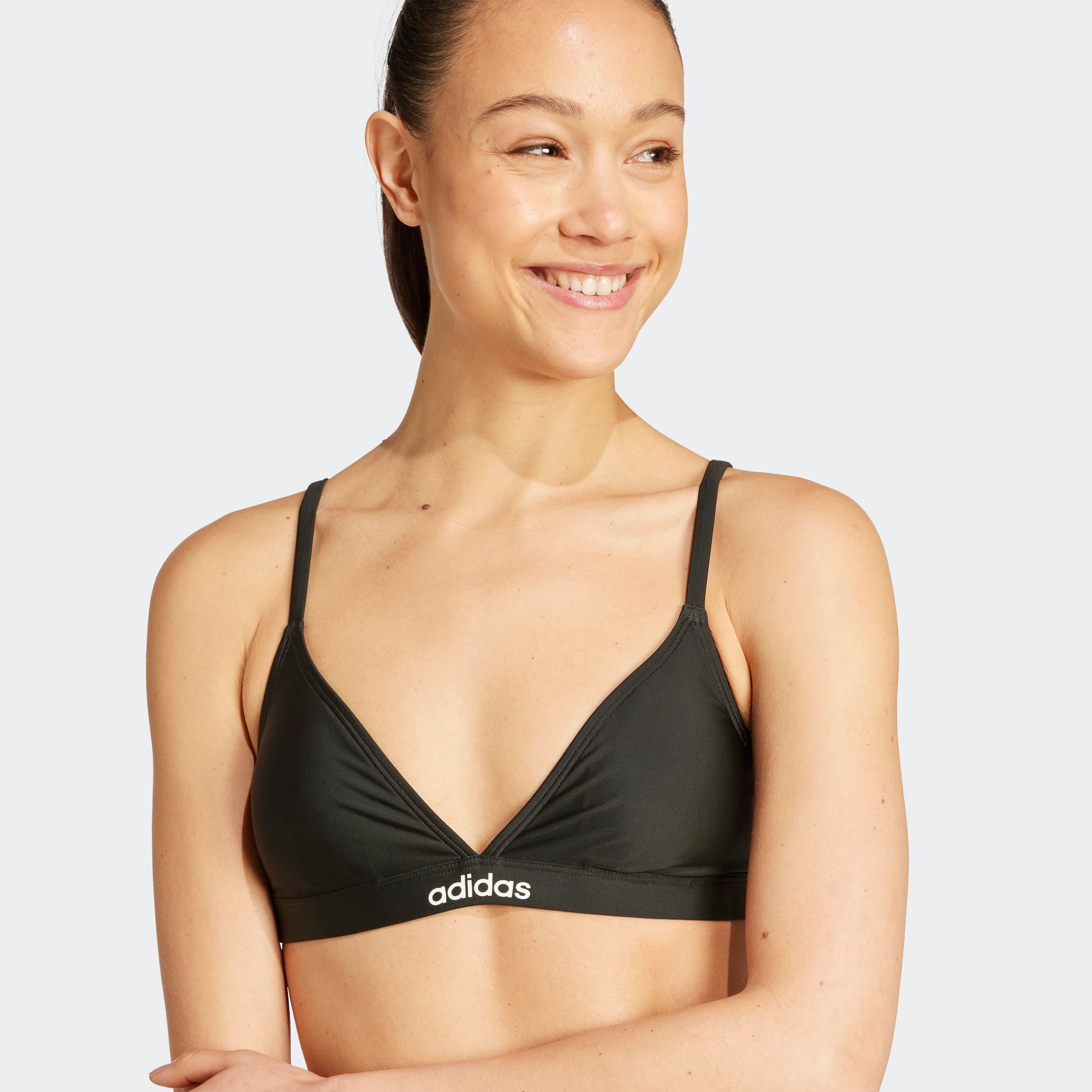 Bustier-Bikini ADIDAS PERFORMANCE "TRIANGLE BIKINI SET MIT 2-WEGE-VERSTELLBAREN TRÄGERN", Damen, Gr. 42, N-Gr, schwarz, weiß, Obermaterial: 78% Polyamid, 22% Elasthan, Bikini-Sets, mit herausnehmbarem Polster, 2-Wege-verstellbare Rückenträger 3