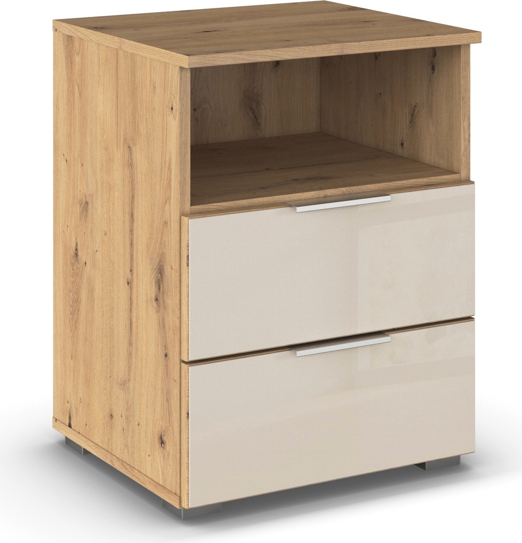 rauch Nachtkommode »Nachttisch Nachtschrank Nachtkonsole AGORDO mit Glasfront«, (in zwei Griff-Farben), mit 2 Schubladen und Nische für viel Stauraum MADE IN GERMANY